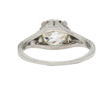 Early Art Deco 1.66 CTW Diamond Platinum Butterfly Antique Engagement Ring GIA