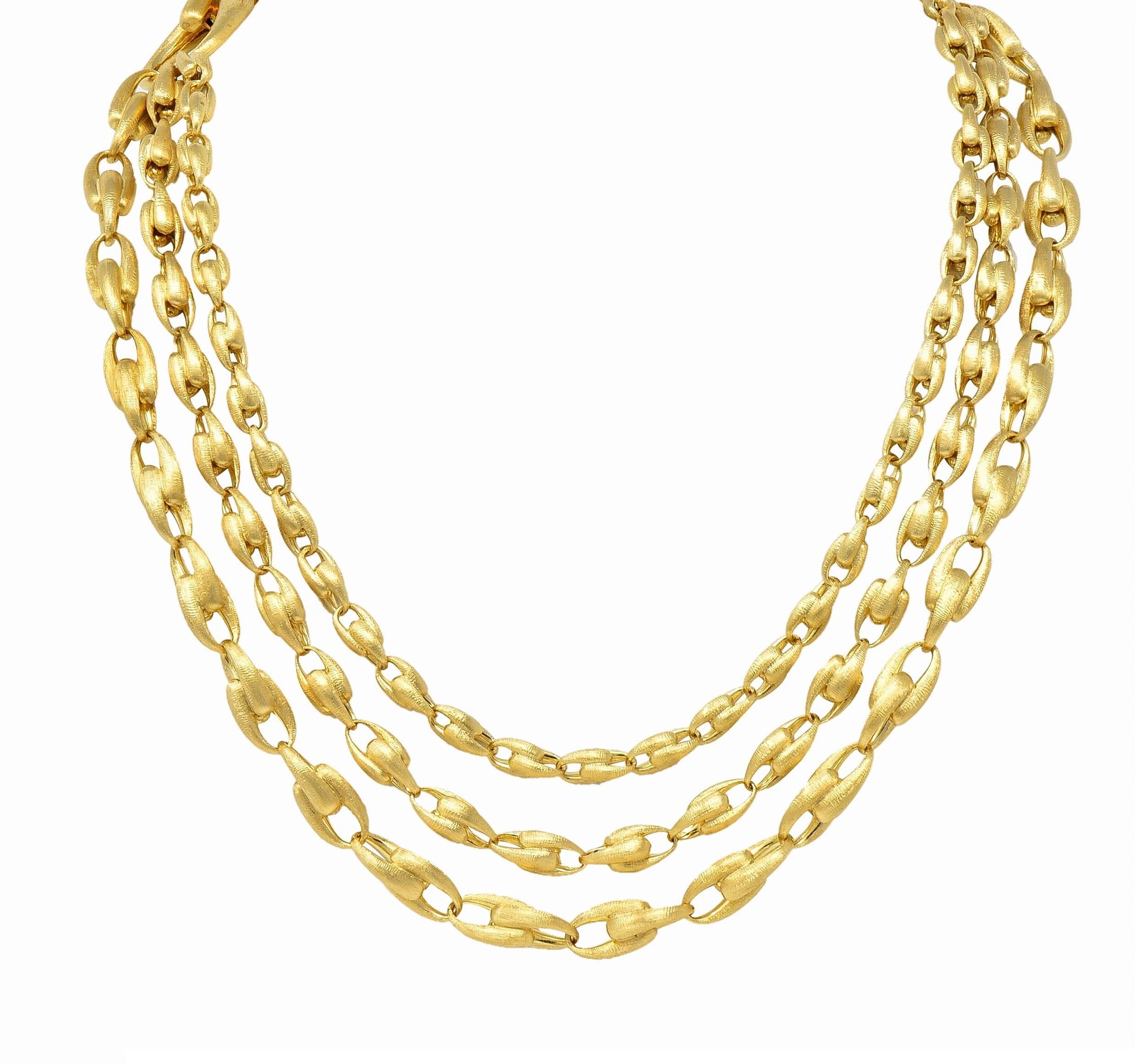 Maro Bicego Brushed 18 Karat Yellow Gold Multi-Strand U Link Lucia Necklace