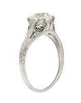 Early Art Deco 1.66 CTW Diamond Platinum Butterfly Antique Engagement Ring GIA