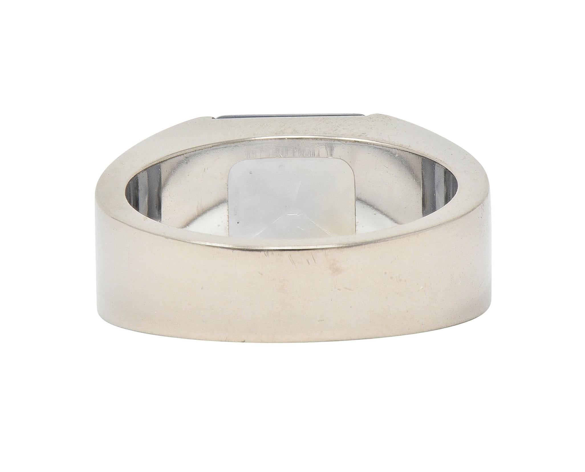 Cartier 2000 Gray Moonstone 18 Karat White Gold Vintage Tank Band Ring