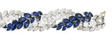 French Mid-Century 51.70 CTW Sapphire Diamond Platinum Vintage Twist Bracelet