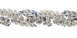 French Mid-Century 51.70 CTW Sapphire Diamond Platinum Vintage Twist Bracelet