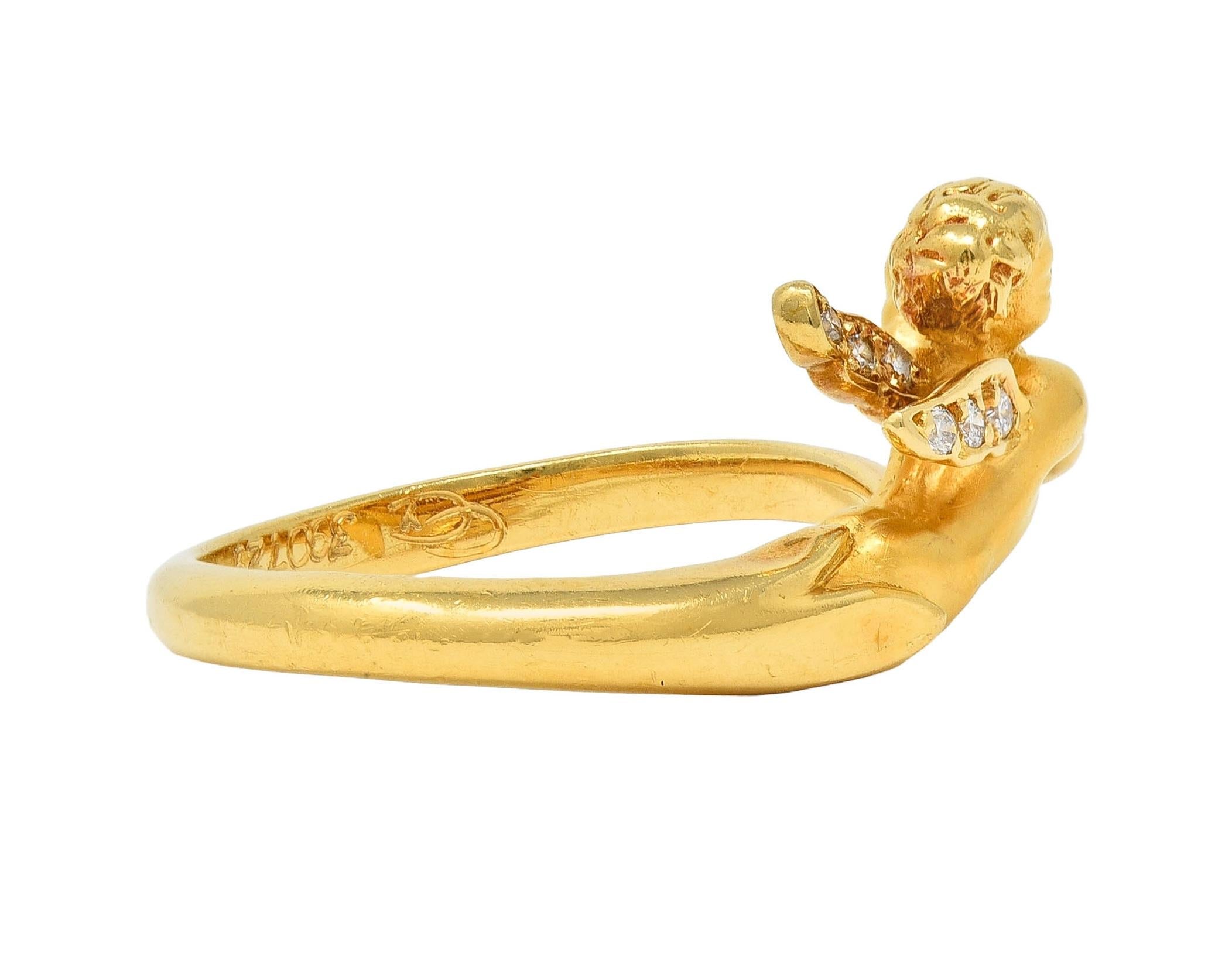 Carrera Y Carrera Diamond 18 Karat Yellow Gold Cherub Bypass Ring