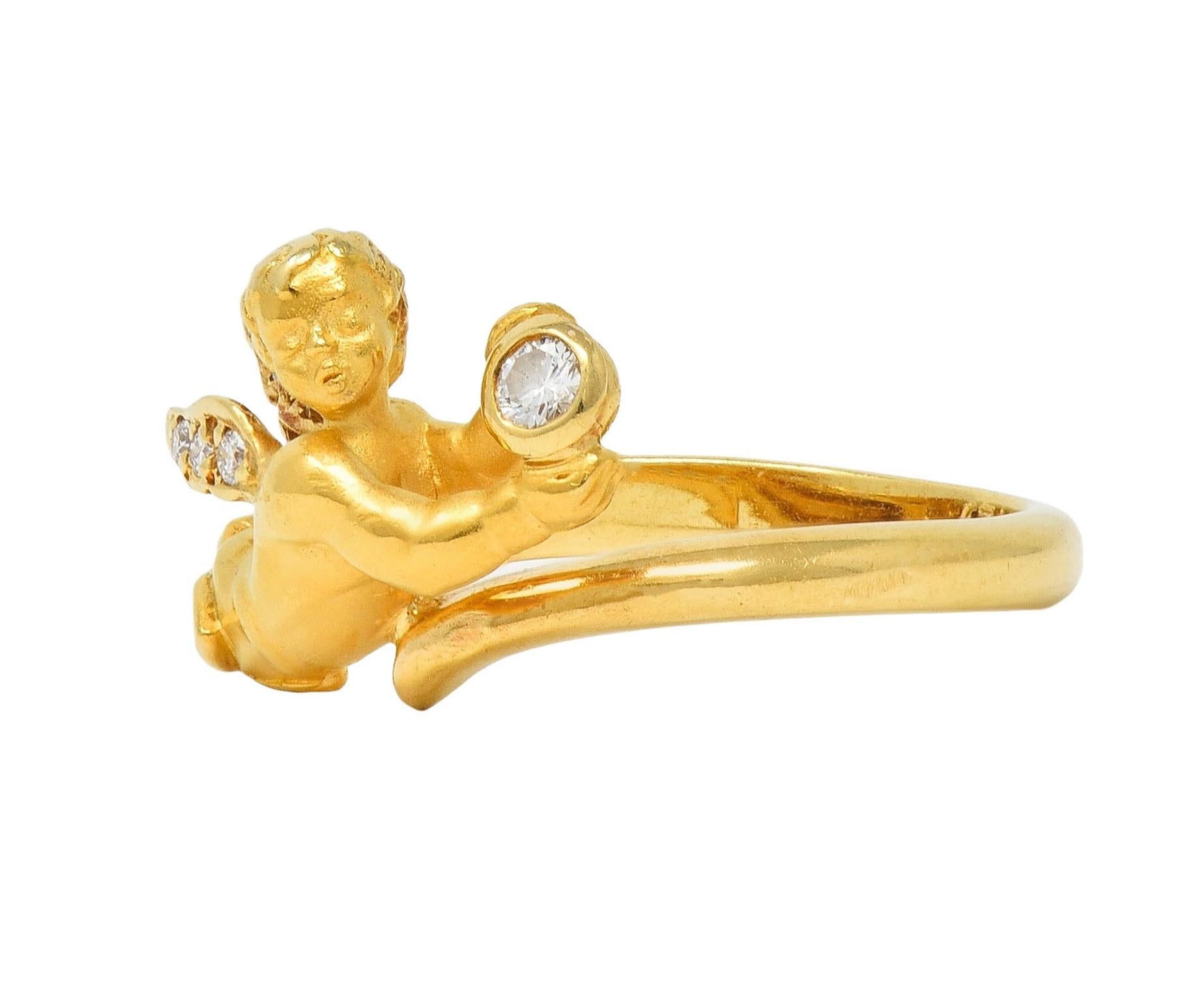 Carrera Y Carrera Diamond 18 Karat Yellow Gold Cherub Bypass Ring