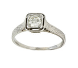 Art Deco 0.40 CTW Diamond 18 Karat White Gold Vintage Trellis Engagement Ring