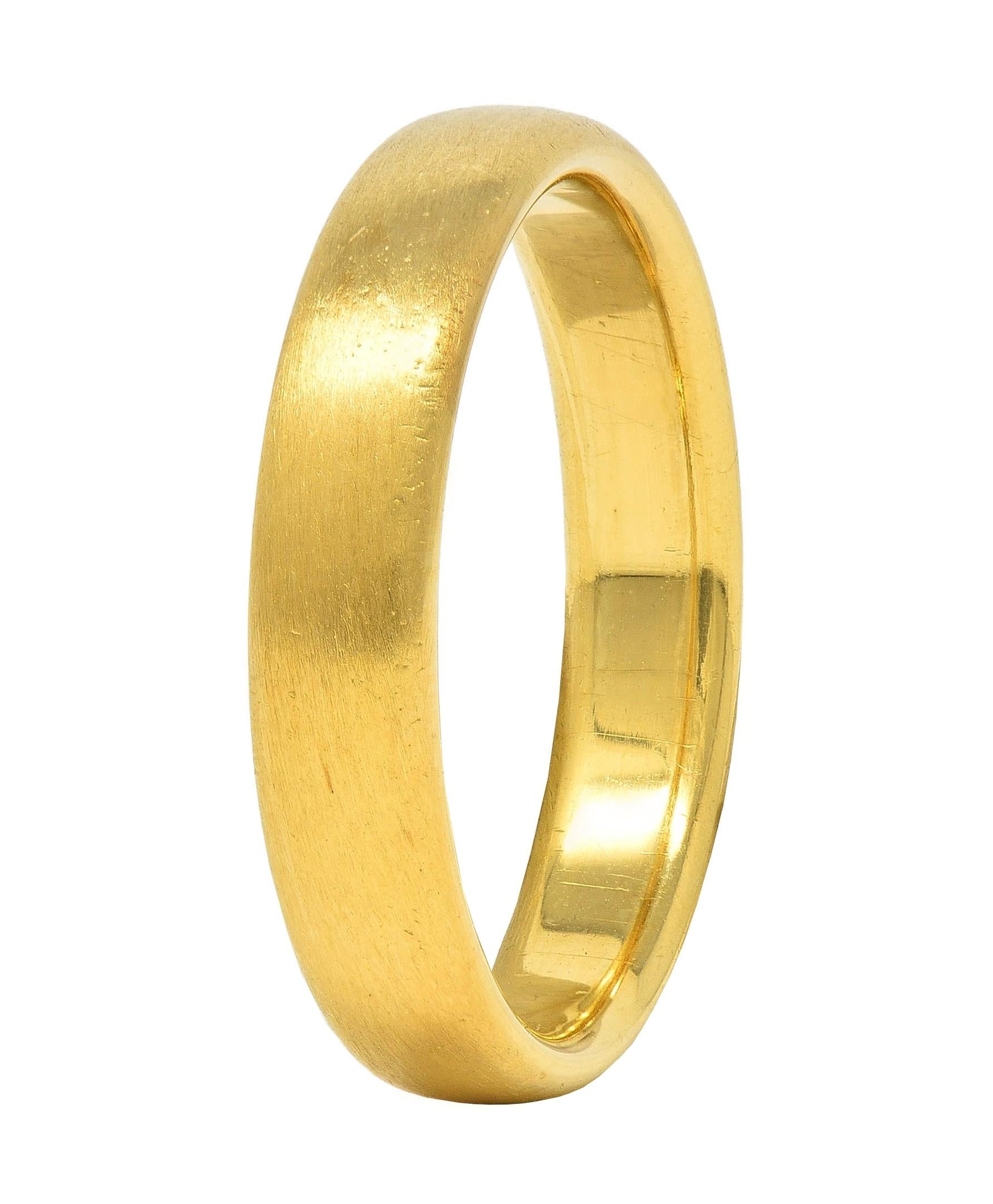 Tiffany & Co. 1999 18K Yellow Gold Vintage Brushed Forever Men Wedding Band Ring