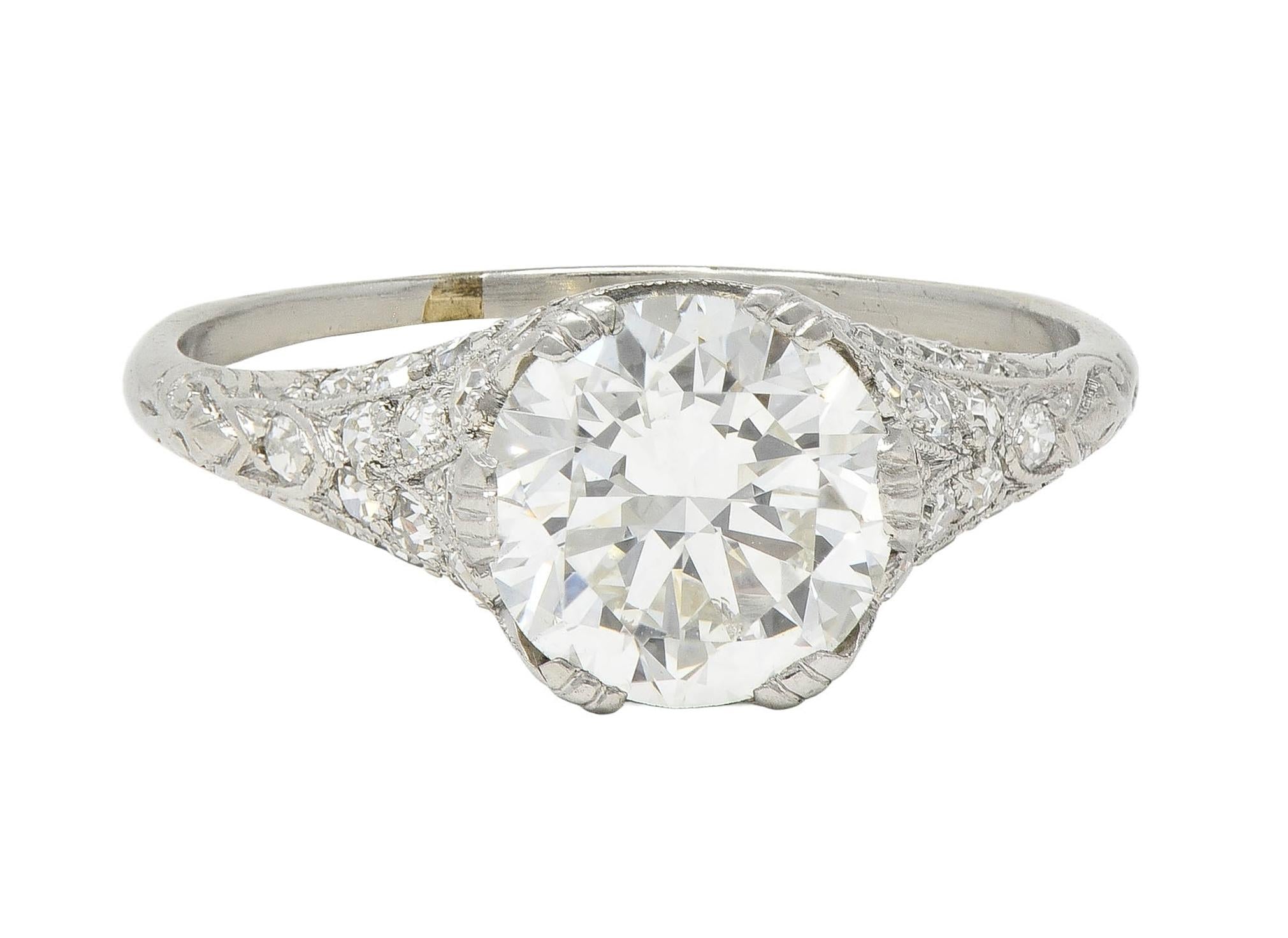 Art Deco 2.50 CTW Transitional Diamond Platinum Vintage Fanning Engagement Ring