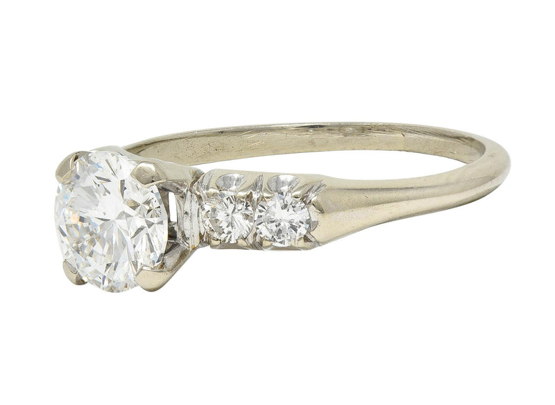 Mid-Century 1.20 Carats Diamond 14 Karat White Gold Vintage Engagement Ring GIA