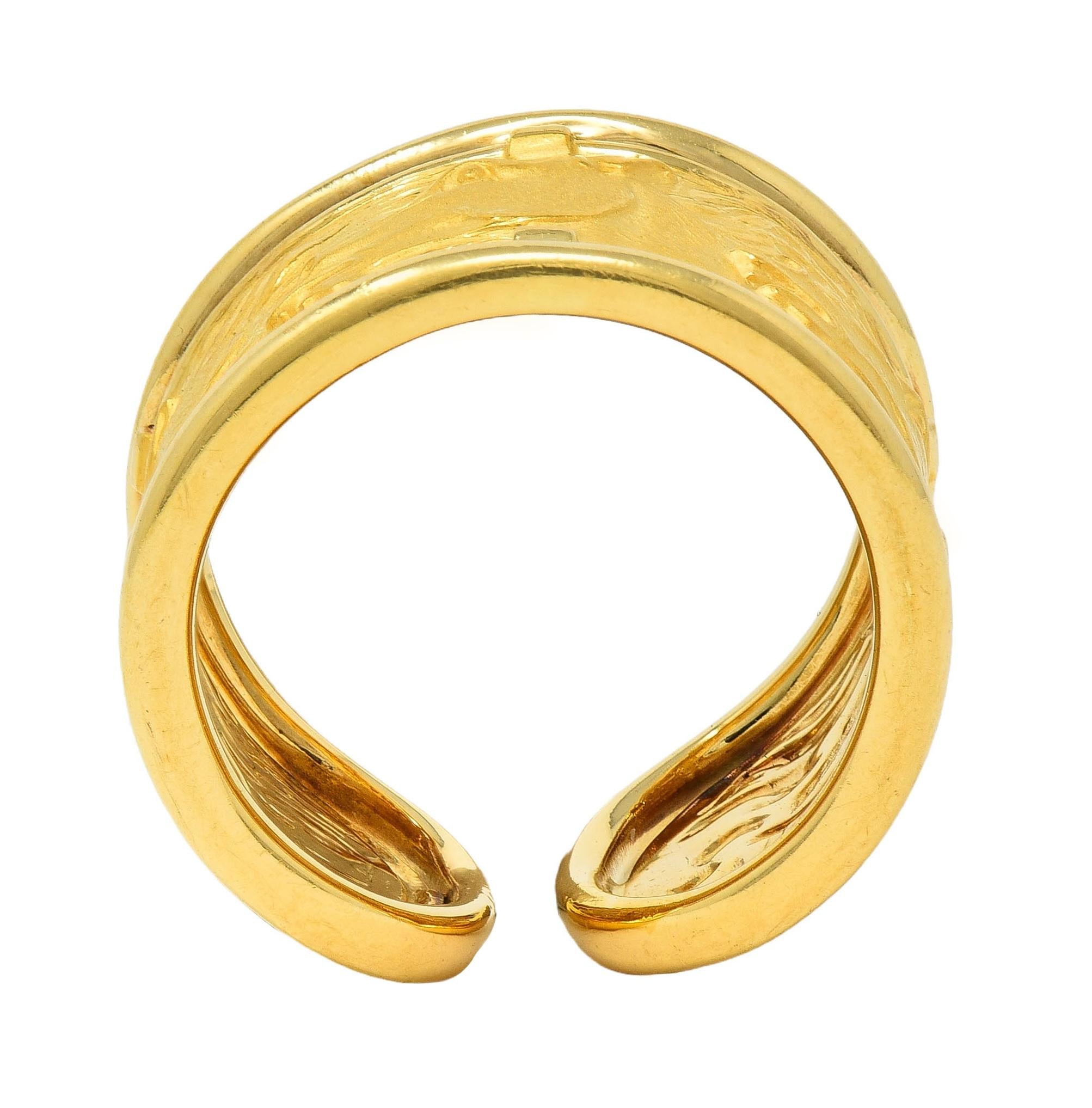 Carrera Y Carrera 1980's 18 Karat Yellow Gold Ecuestre Horse Vintage Band Ring