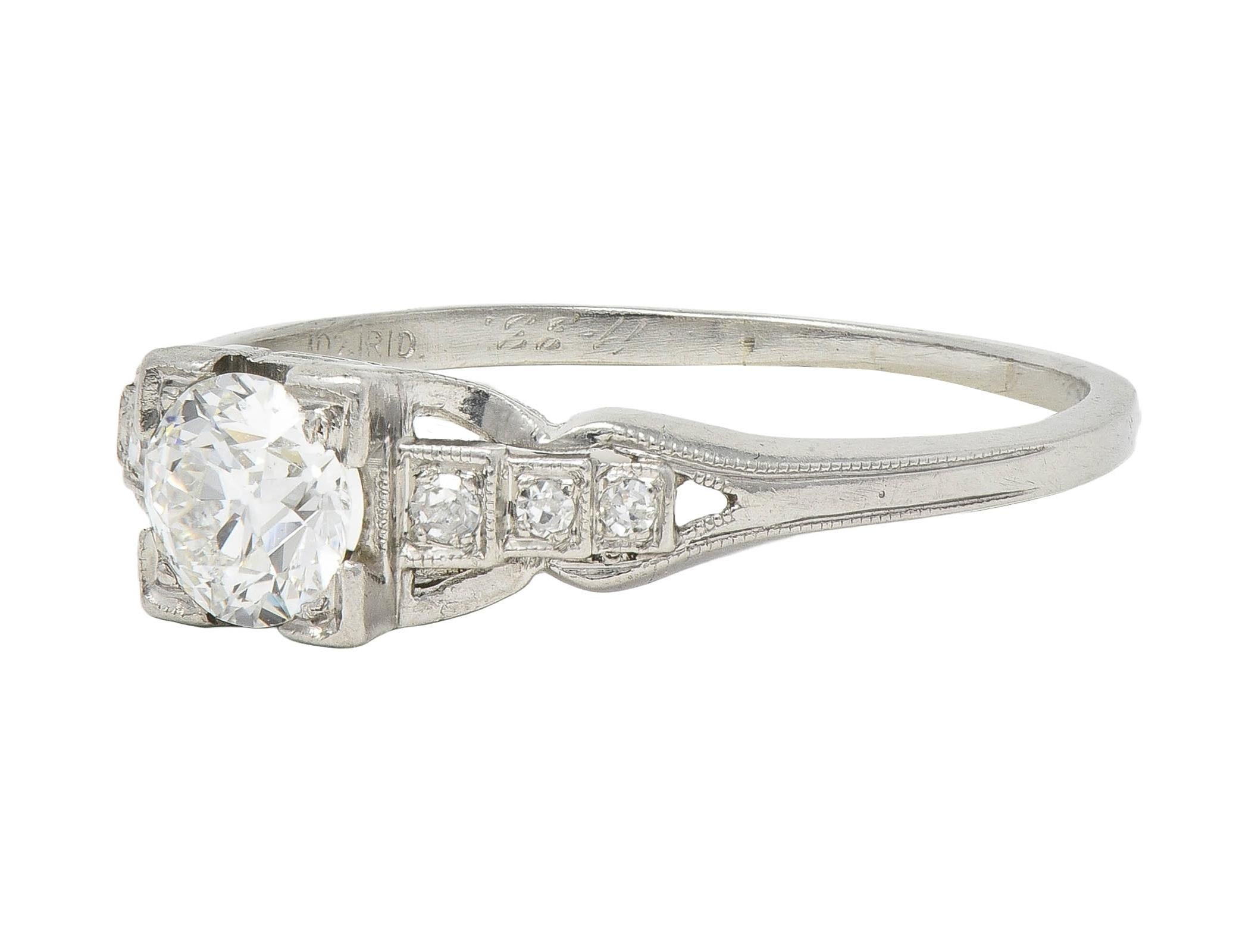 Art Deco 1933 0.68 CTW Diamond Platinum Vintage Stepped Engagement Ring