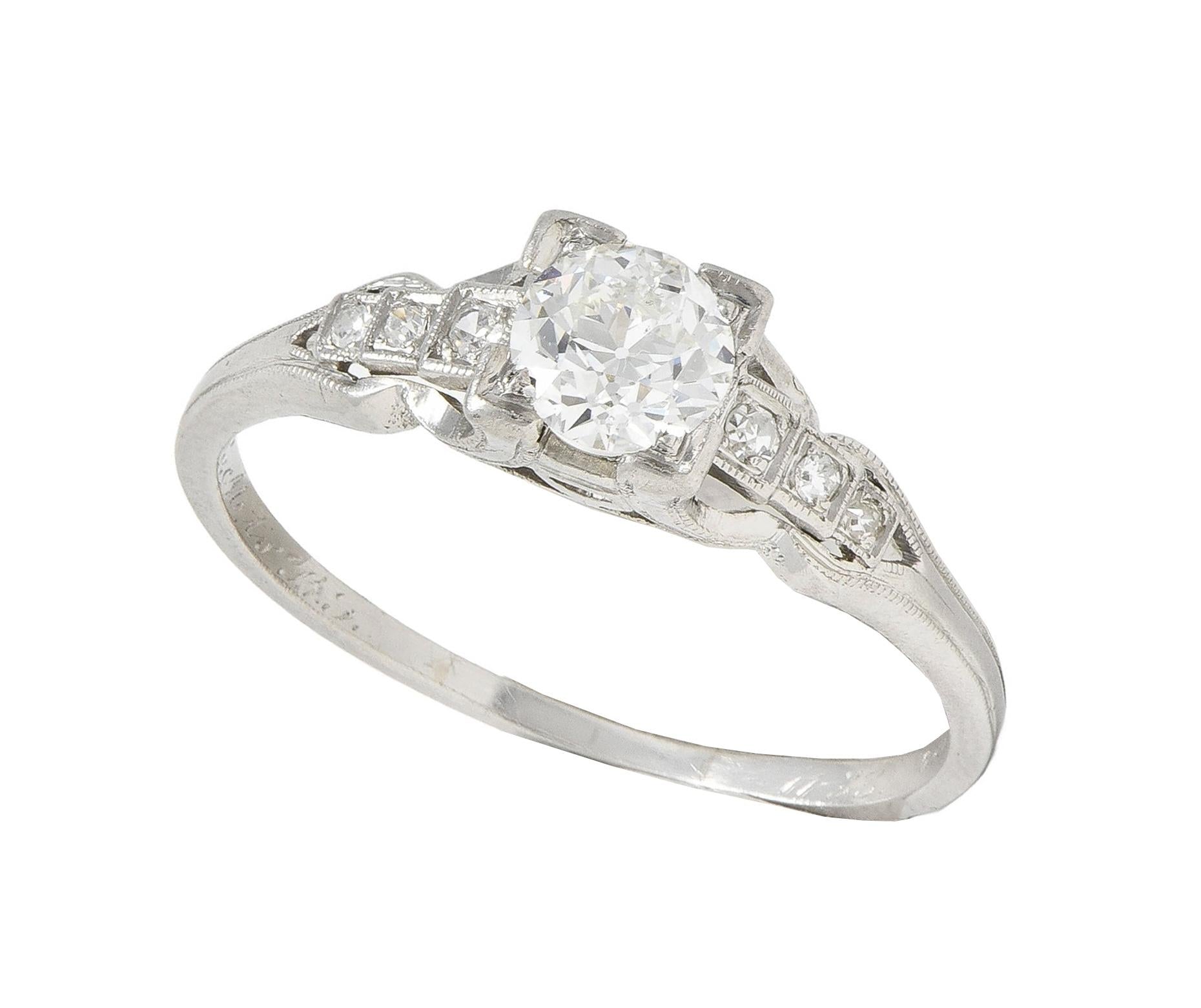 Art Deco 1933 0.68 CTW Diamond Platinum Vintage Stepped Engagement Ring