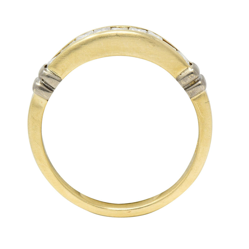 Vintage 0.45 CTW Princess Diamond 14K Two-Tone Gold Channel Ring