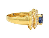 Contemporary 2.94 CTW Sapphire Diamond 18 Karat Gold Bowtie Cluster Ring