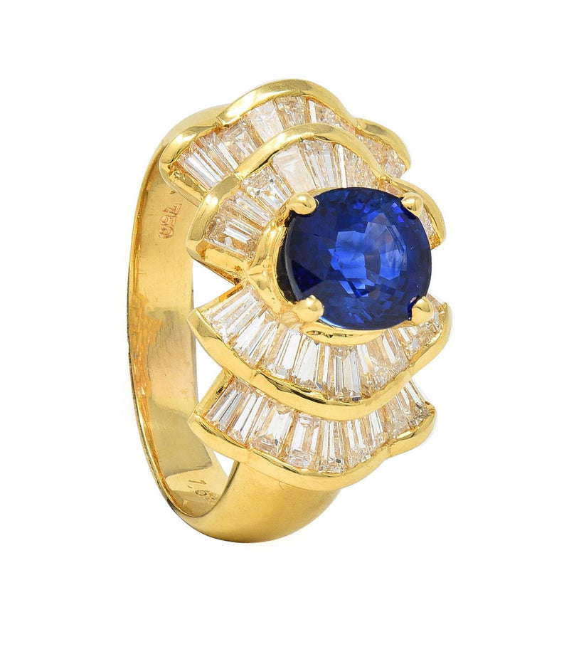 Contemporary 2.94 CTW Sapphire Diamond 18 Karat Gold Bowtie Cluster Ring