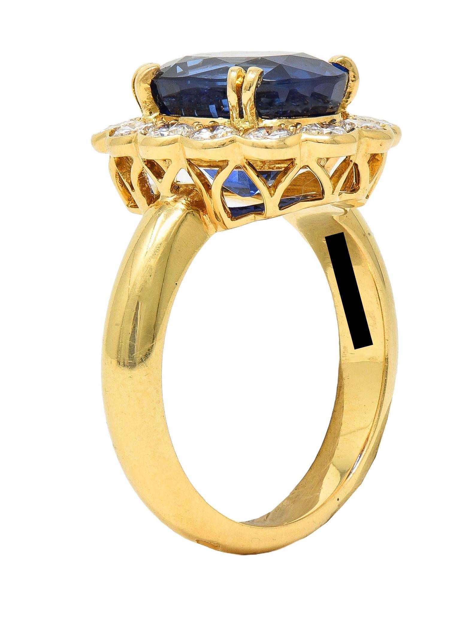 Van Cleef & Arpels French 7.05 CTW No Heat Burma Sapphire Diamond 18K Gold Ring