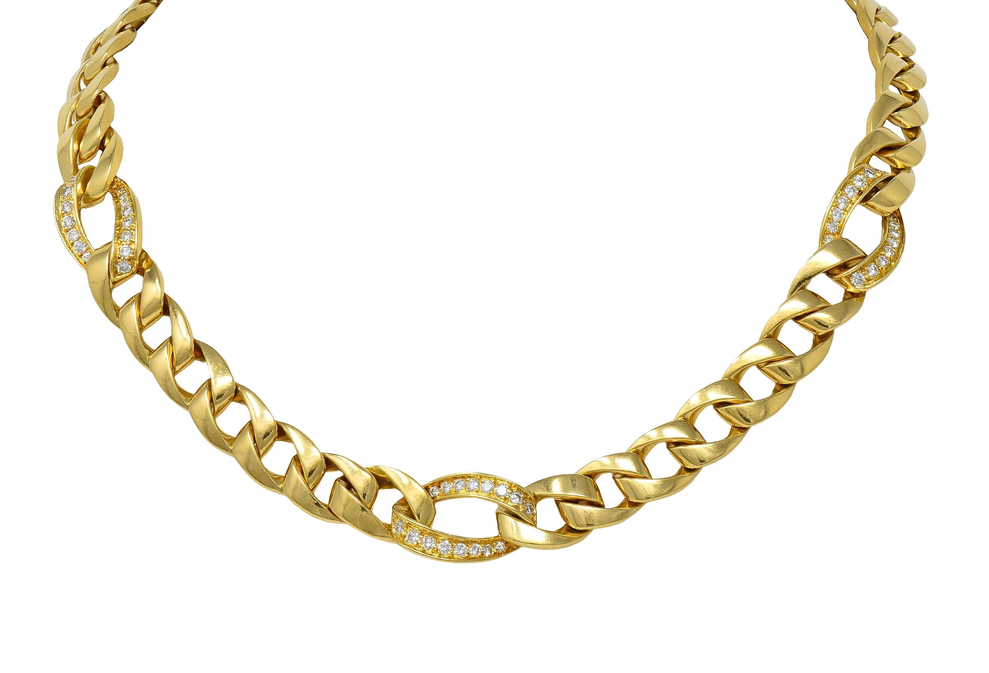 Cartier Georges L'Enfant 1970's 1.50 Diamond 18K Gold Vintage Curb Link Necklace