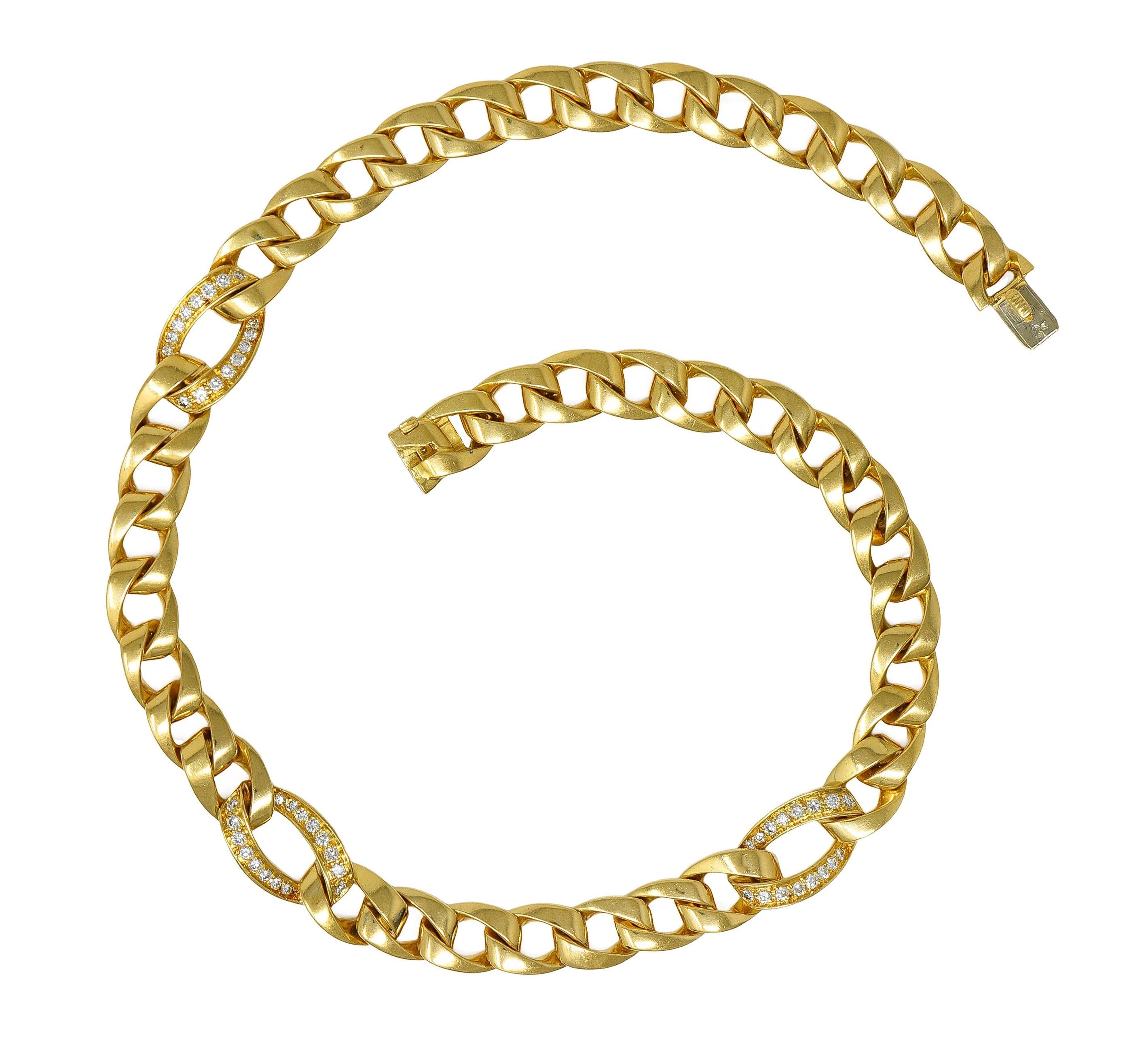 Cartier Georges L'Enfant 1970's 1.50 Diamond 18K Gold Vintage Curb Link Necklace