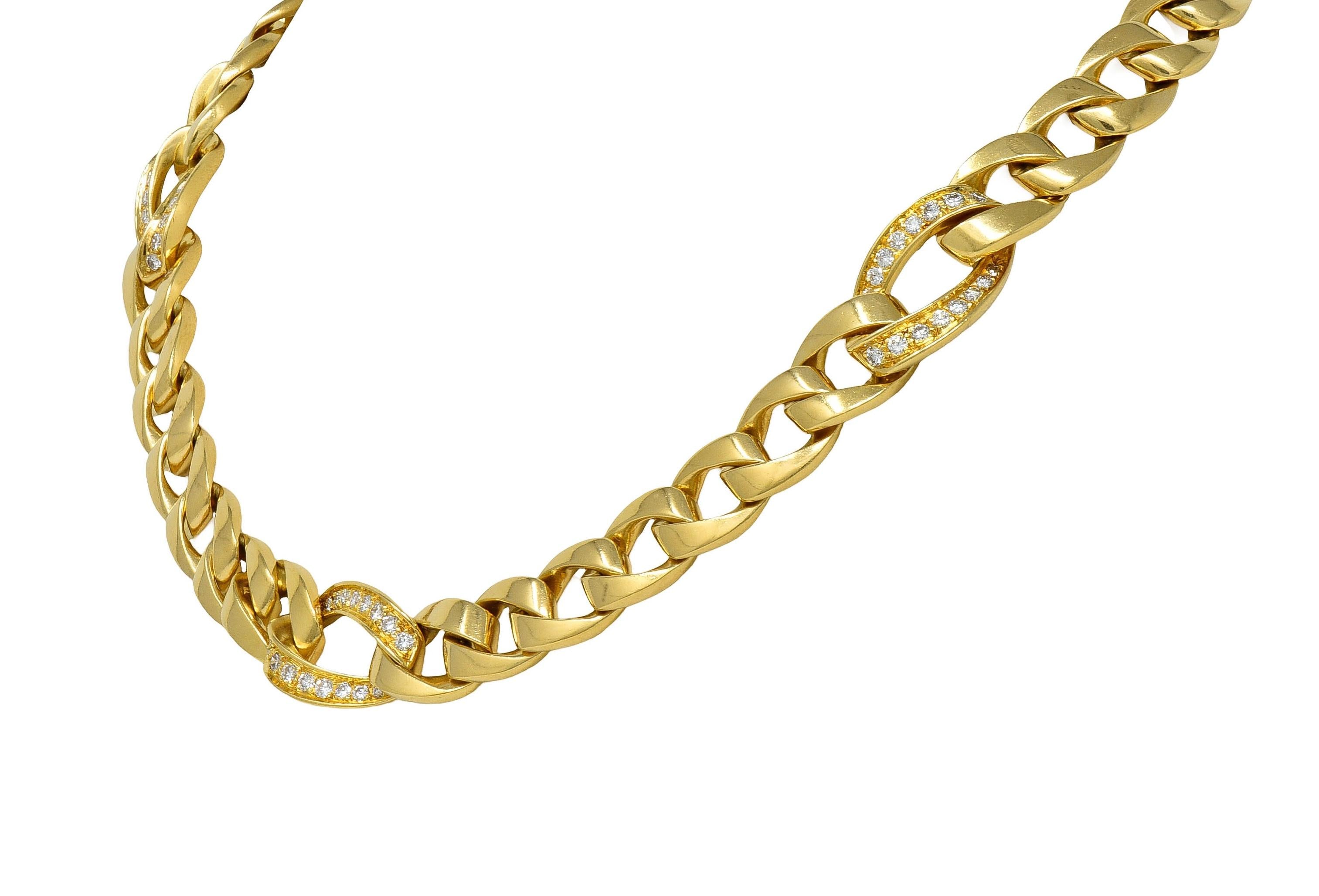 Cartier Georges L'Enfant 1970's 1.50 Diamond 18K Gold Vintage Curb Link Necklace