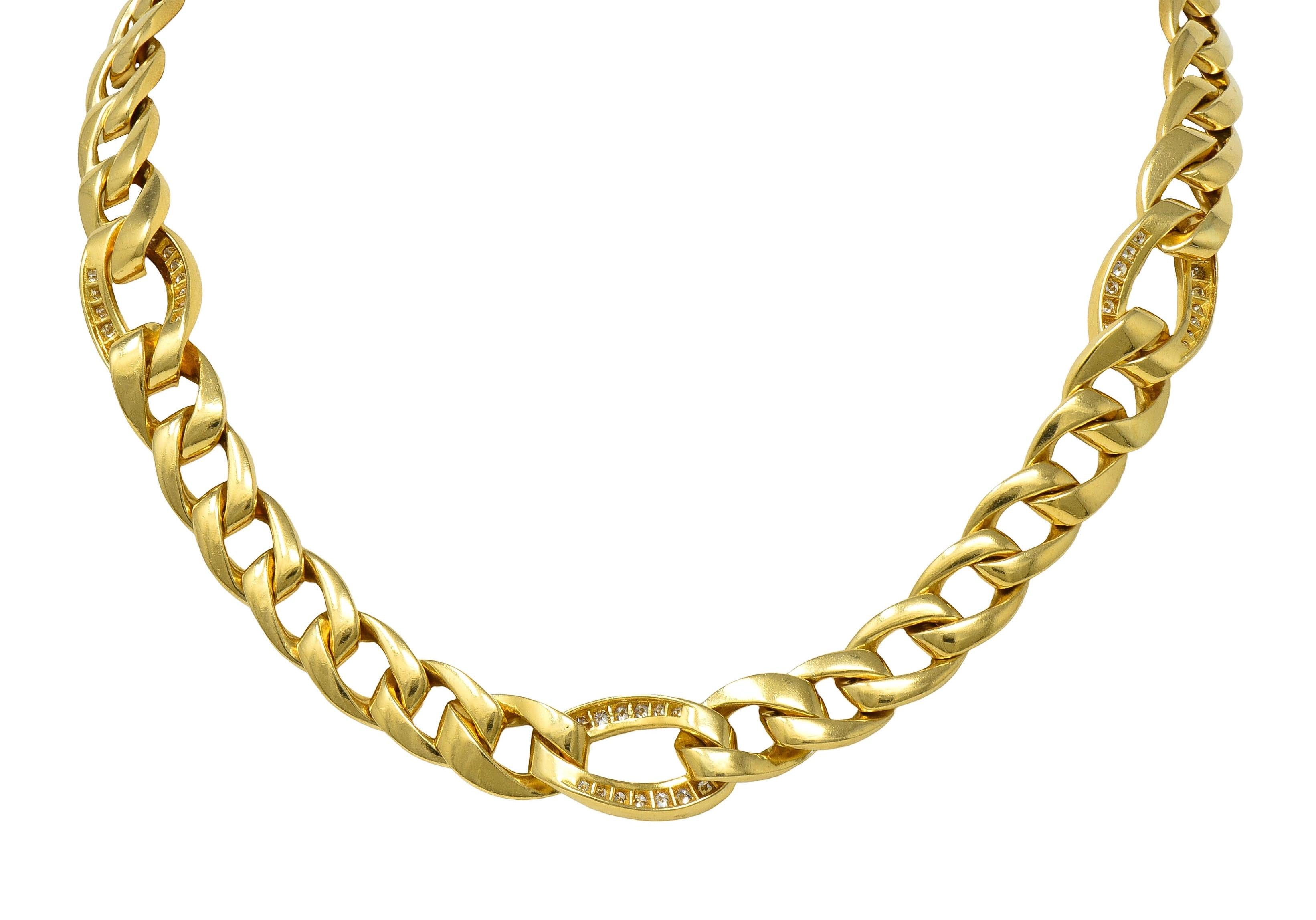 Cartier Georges L'Enfant 1970's 1.50 Diamond 18K Gold Vintage Curb Link Necklace