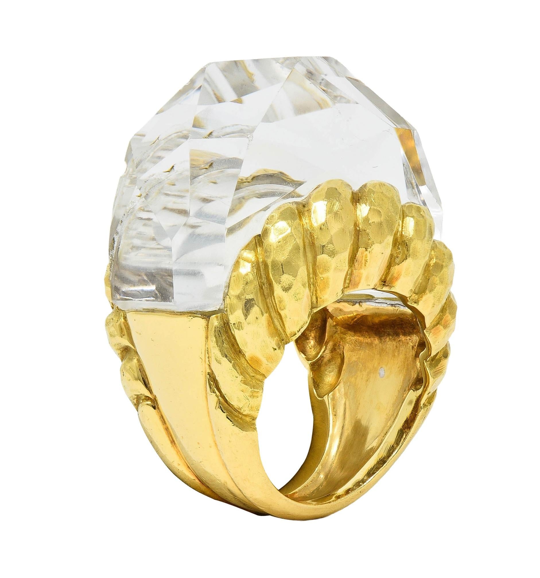 David Webb 1970's Quartz Crystal 18 Karat Gold Vintage Iceberg Statement Ring