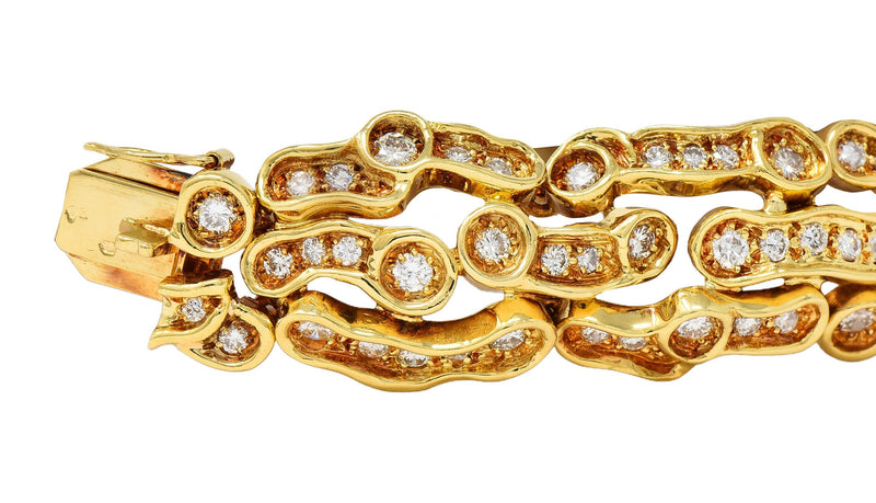 1960's French 7.13 CTW Diamond 18K Gold Vintage Organic Panther Link Bracelet