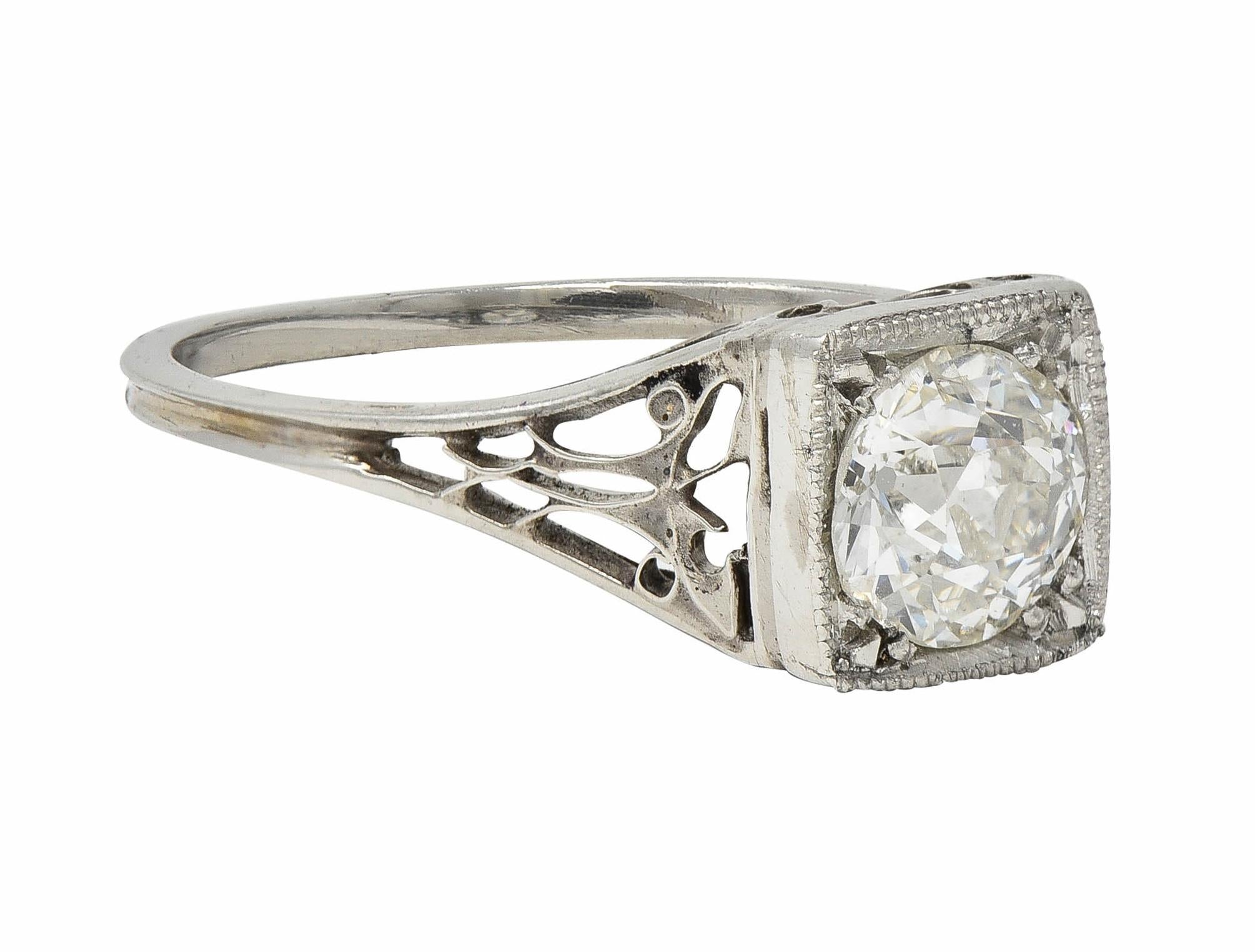 Art Deco 0.68 CTW European Diamond Platinum Butterfly Vintage Engagement Ring