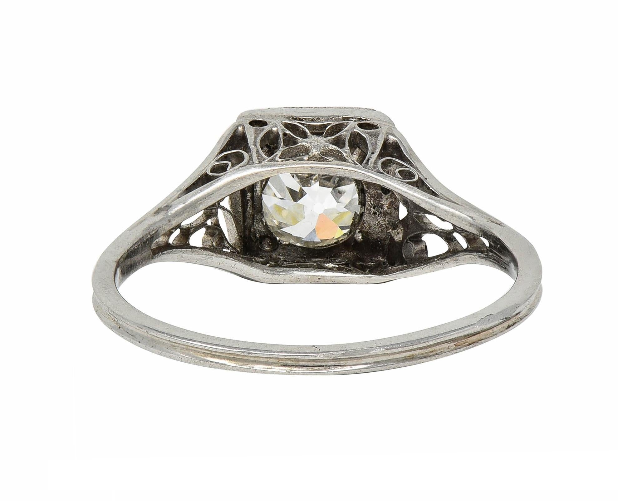 Art Deco 0.68 CTW European Diamond Platinum Butterfly Vintage Engagement Ring