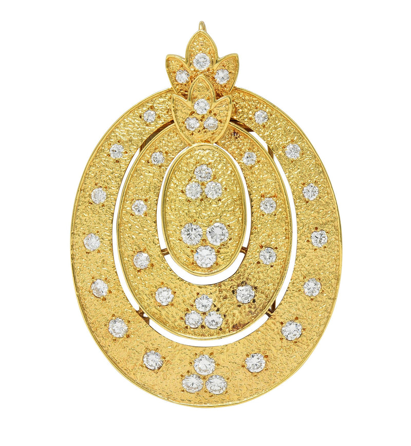 Van Cleef & Arpels French 4.70 CTW Diamond 18K Yellow Gold Pendant Brooch