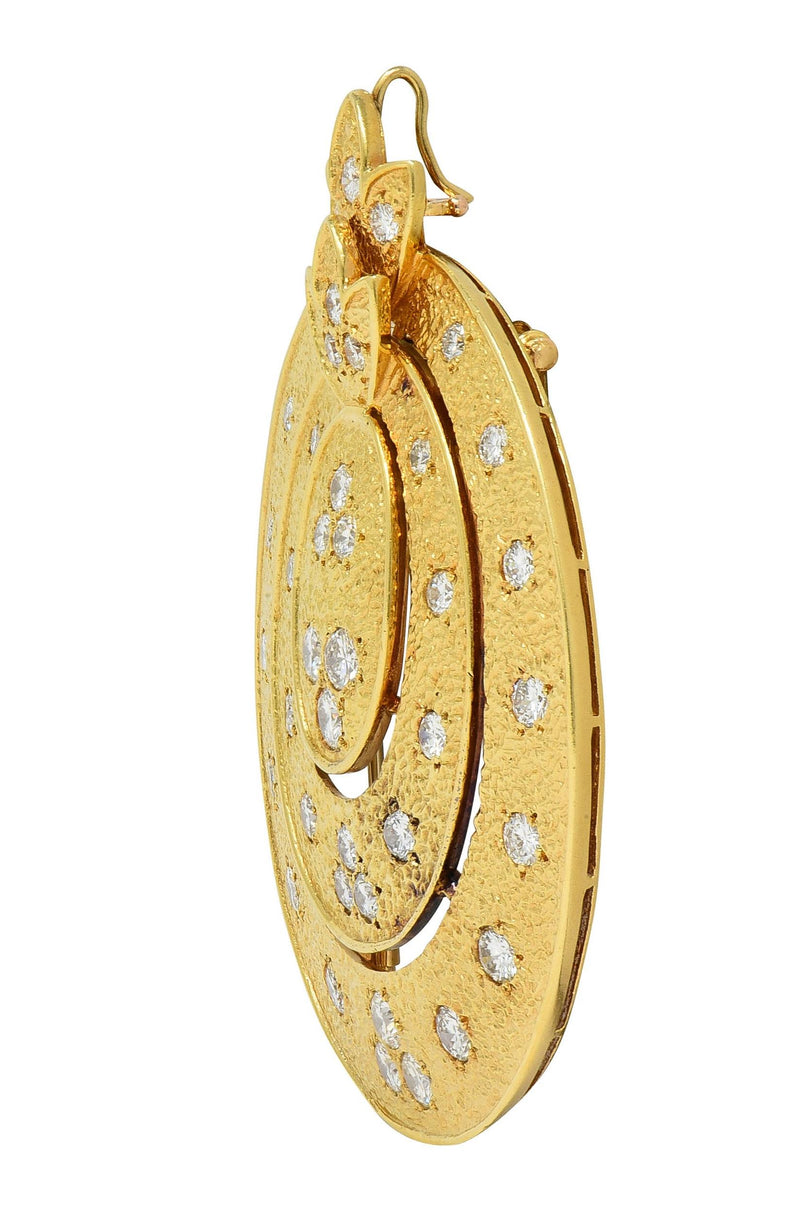 Van Cleef & Arpels French 4.70 CTW Diamond 18K Yellow Gold Pendant Brooch