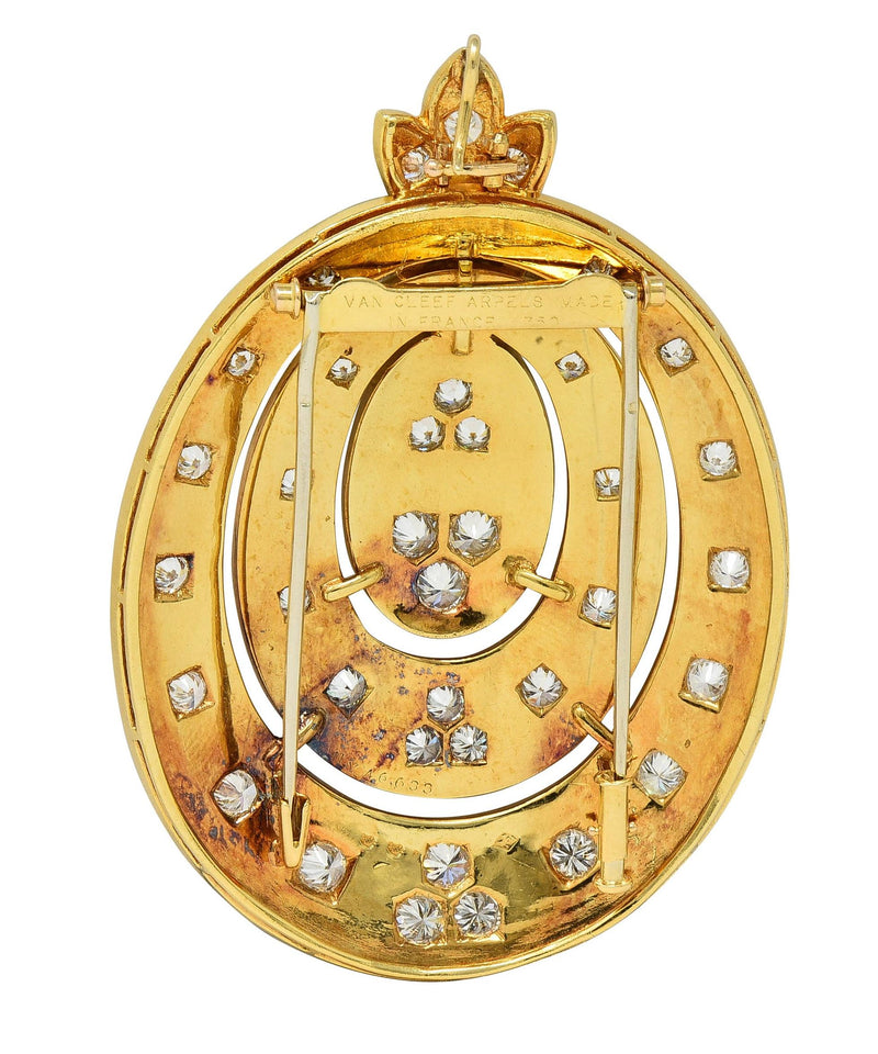 Van Cleef & Arpels French 4.70 CTW Diamond 18K Yellow Gold Pendant Brooch