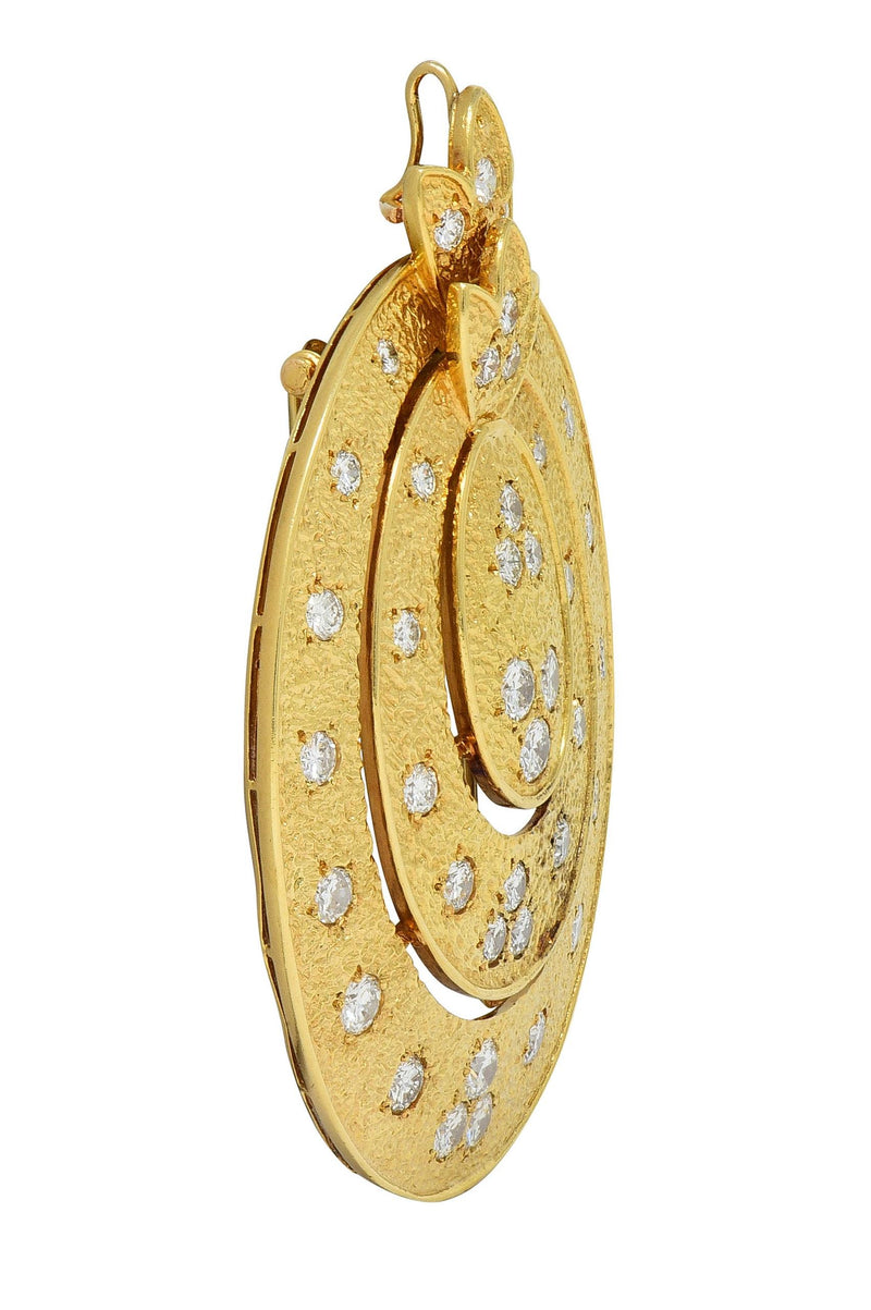 Van Cleef & Arpels French 4.70 CTW Diamond 18K Yellow Gold Pendant Brooch