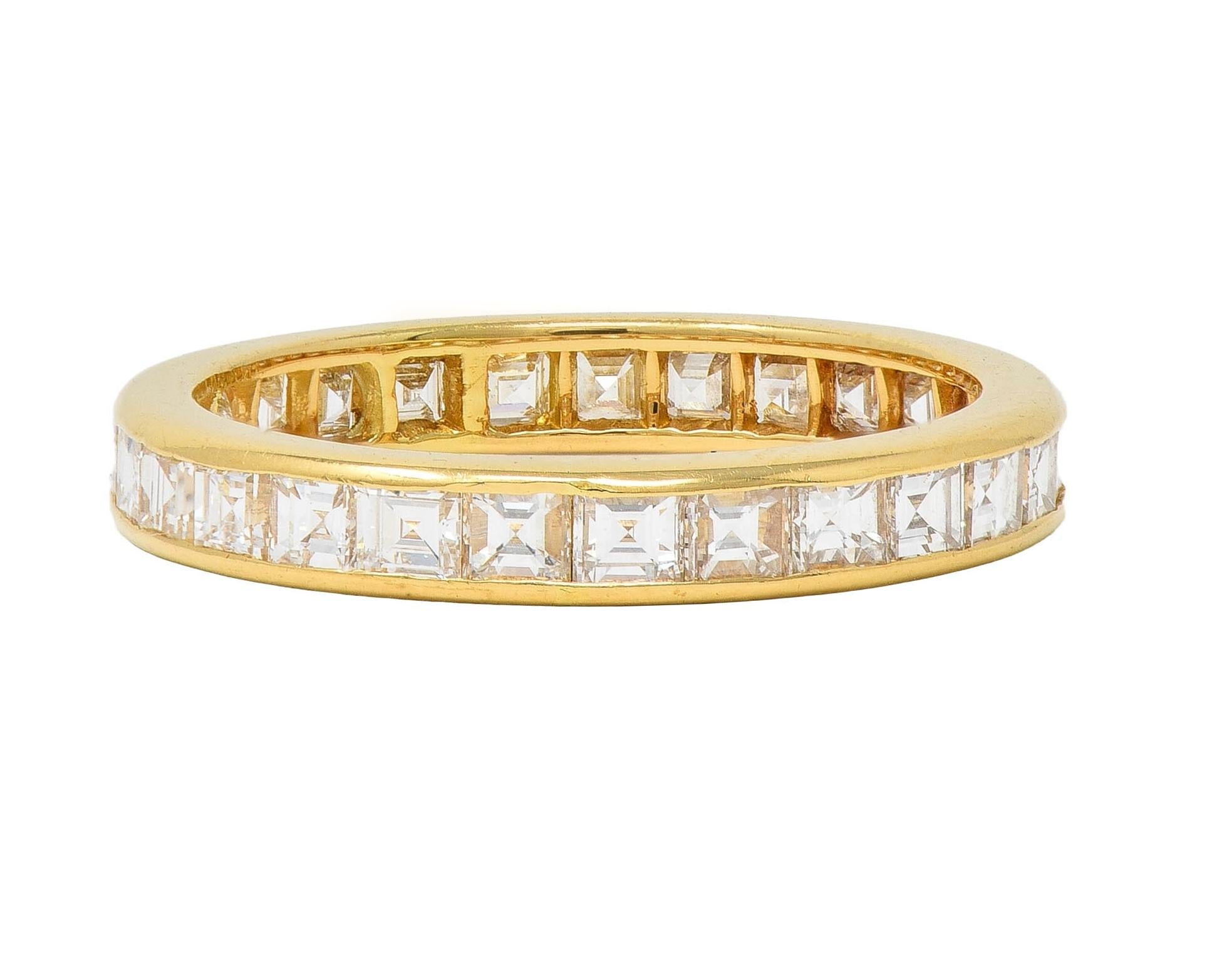 Oscar Heyman 1990's 1.35 CTW Square Step Diamond 18K Gold Vintage Eternity Band