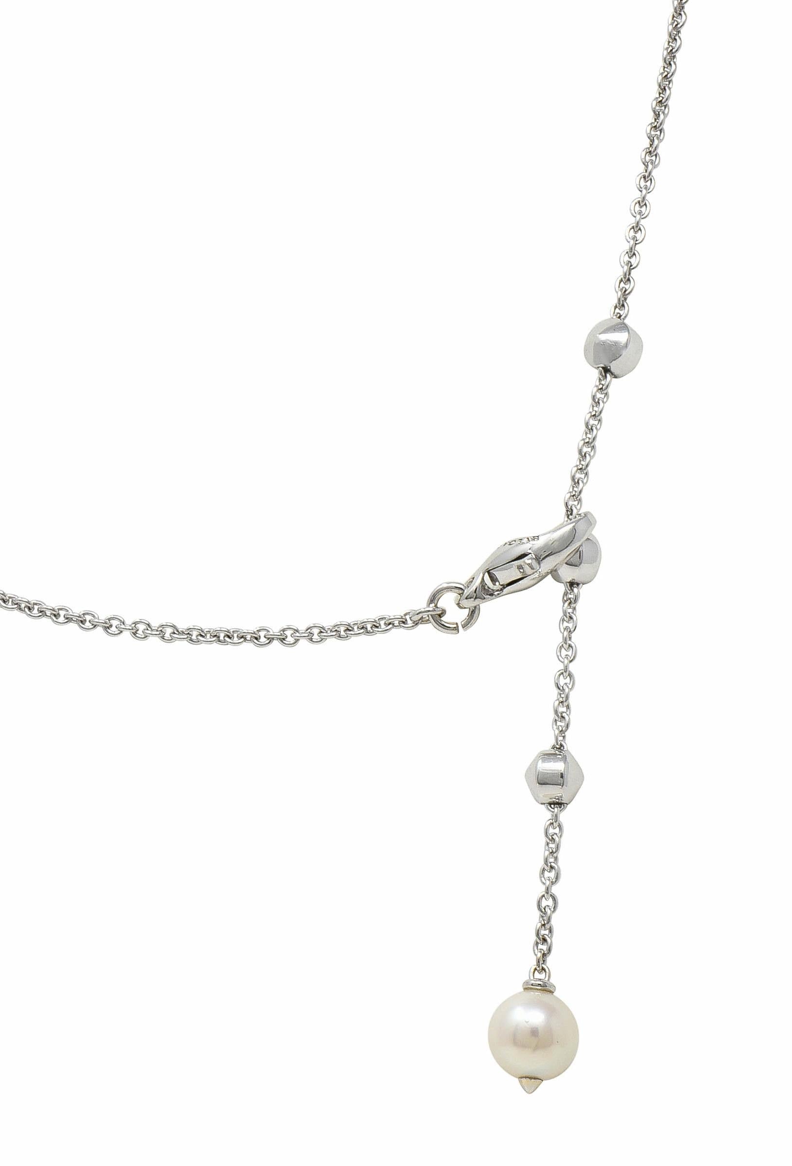 Bulgari 2000 Diamond Pearl 18 Karat White Gold Vintage Y2K Lucia Drop Necklace