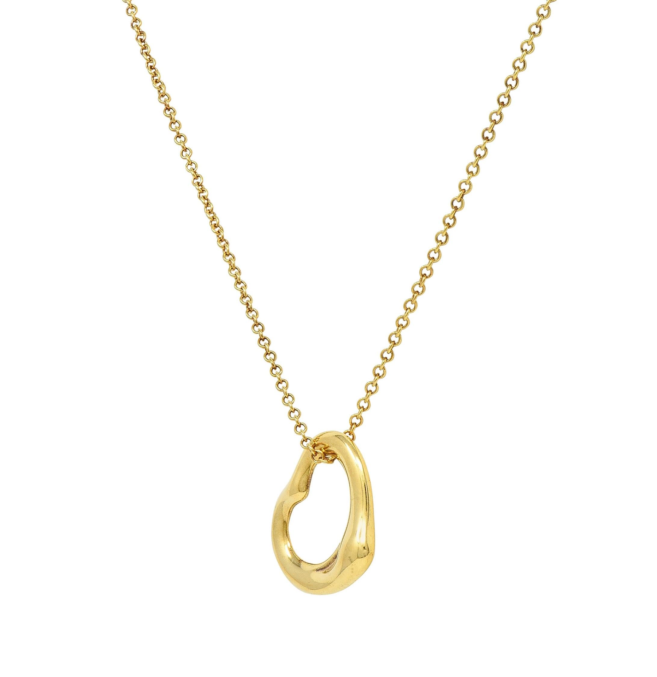 Elsa Peretti Tiffany & Co. 18 Karat Yellow Gold Open Heart Pendant Necklace