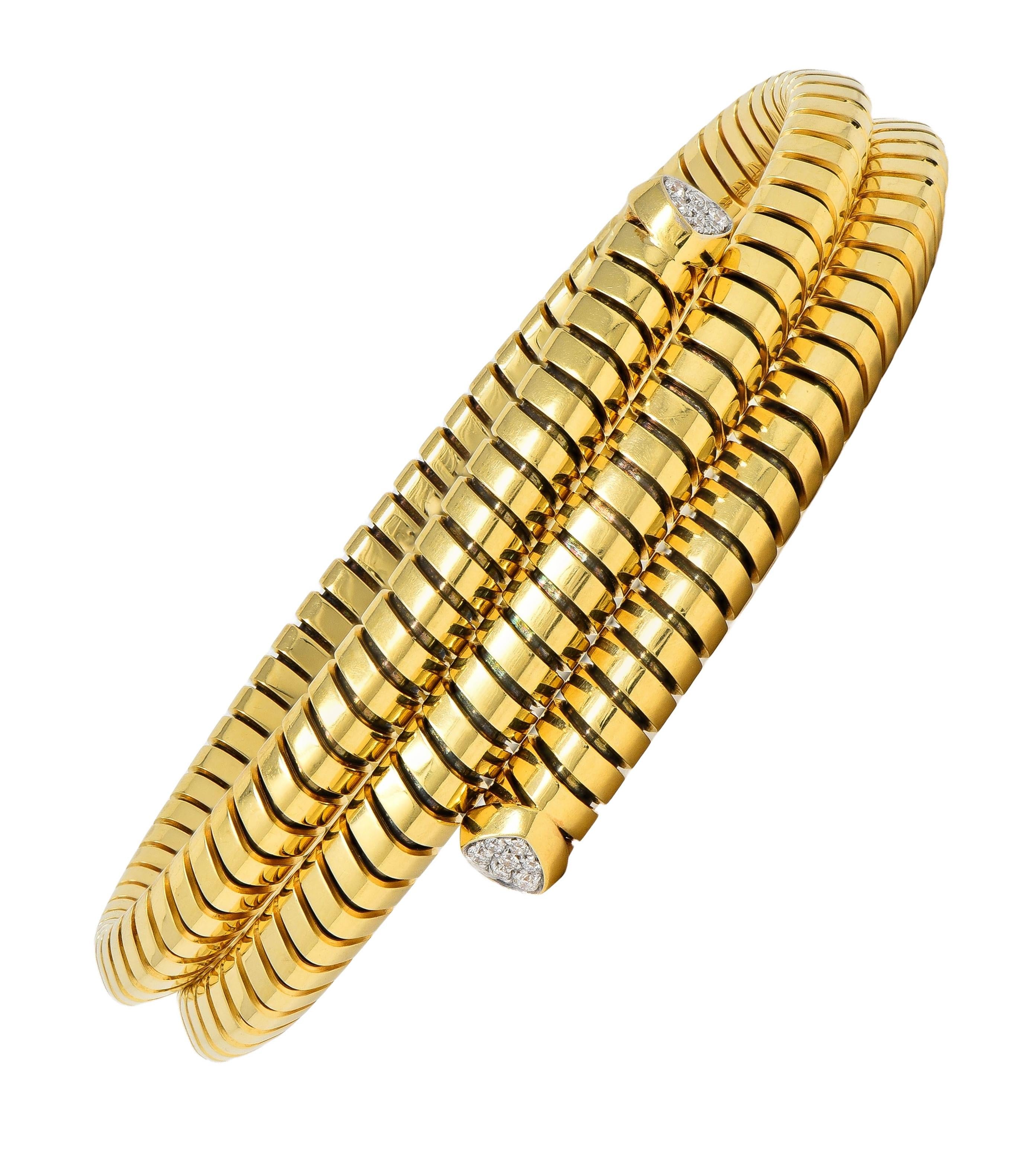 Marina B Contemporary Diamond 18K Gold Trisolina Triple Tubogas Wrap Bracelet