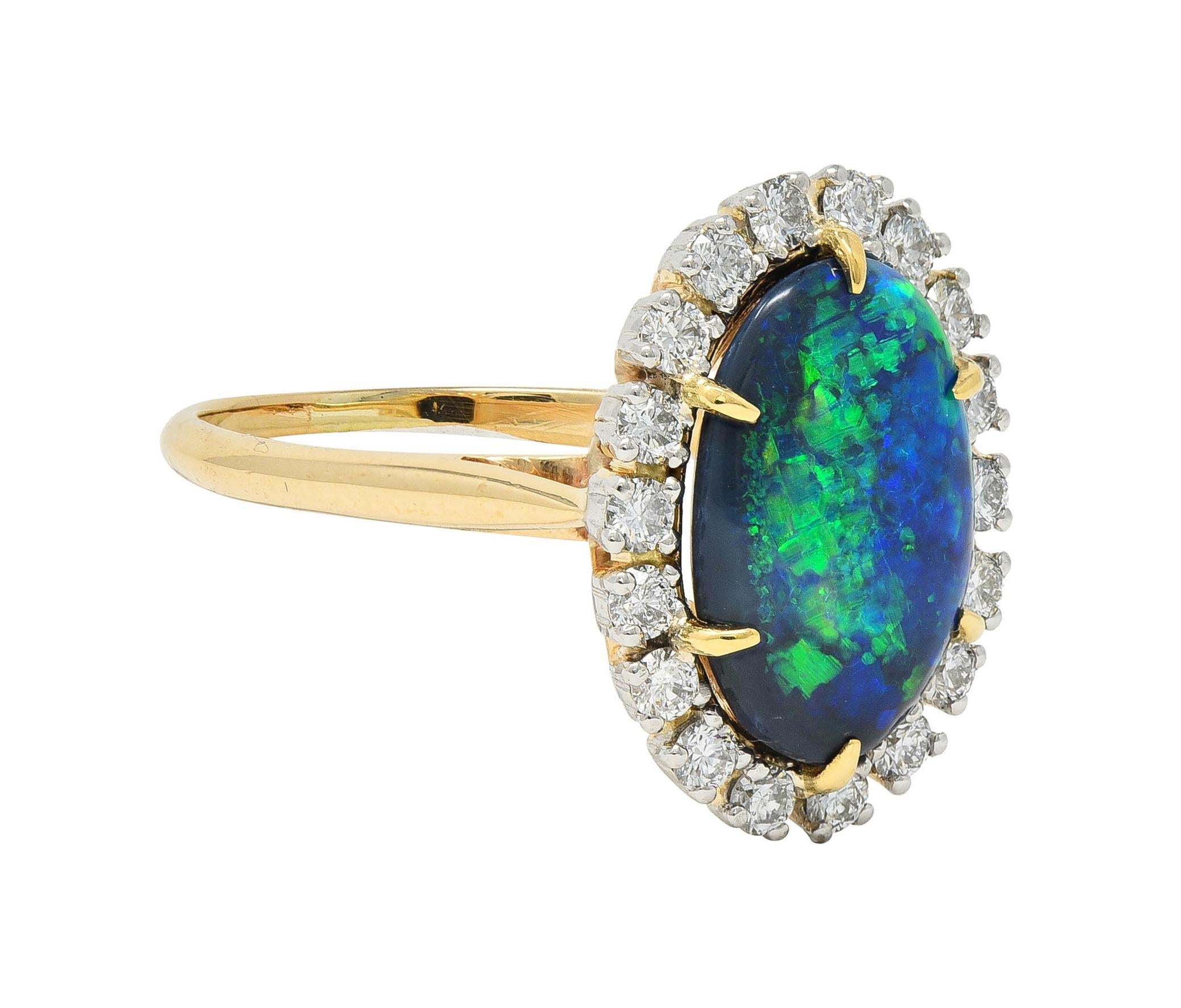 Cartier 1960's Diamond Opal Platinum 18 Karat Gold Vintage Halo Ring