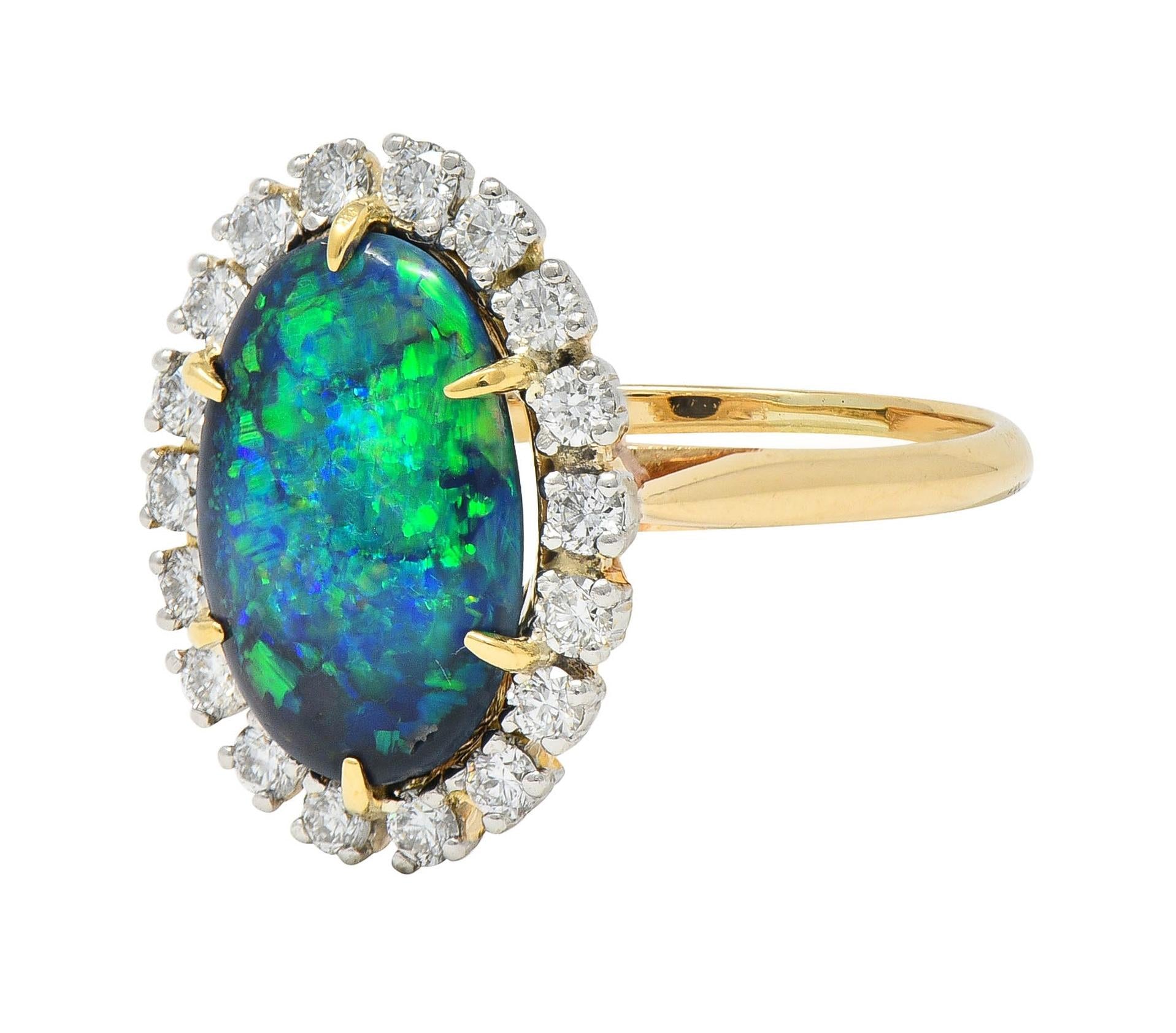 Cartier 1960's Diamond Opal Platinum 18 Karat Gold Vintage Halo Ring