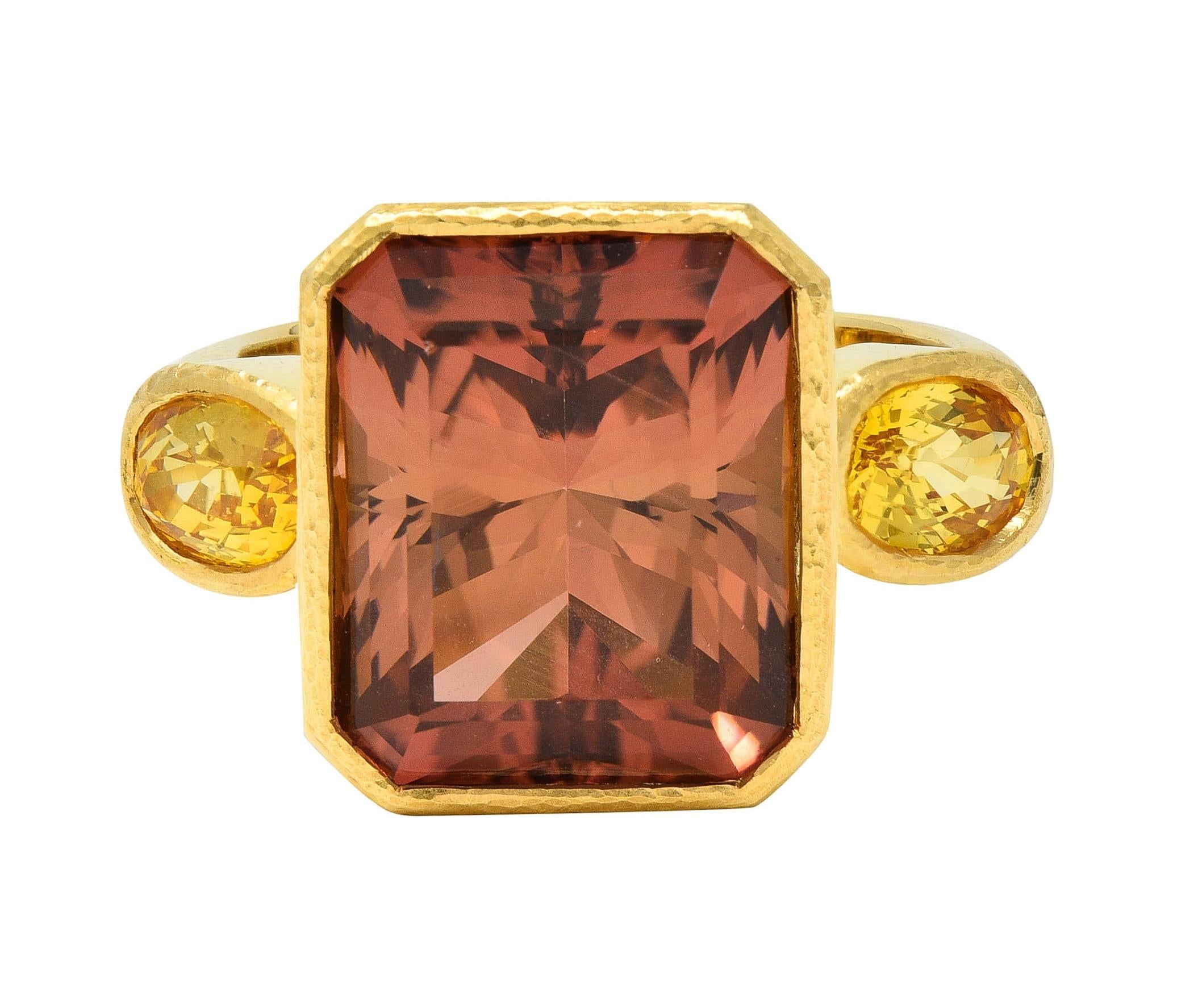 Elizabeth Locke Tourmaline Yellow Sapphire 18 Karat Gold Gemstone Cocktail Ring