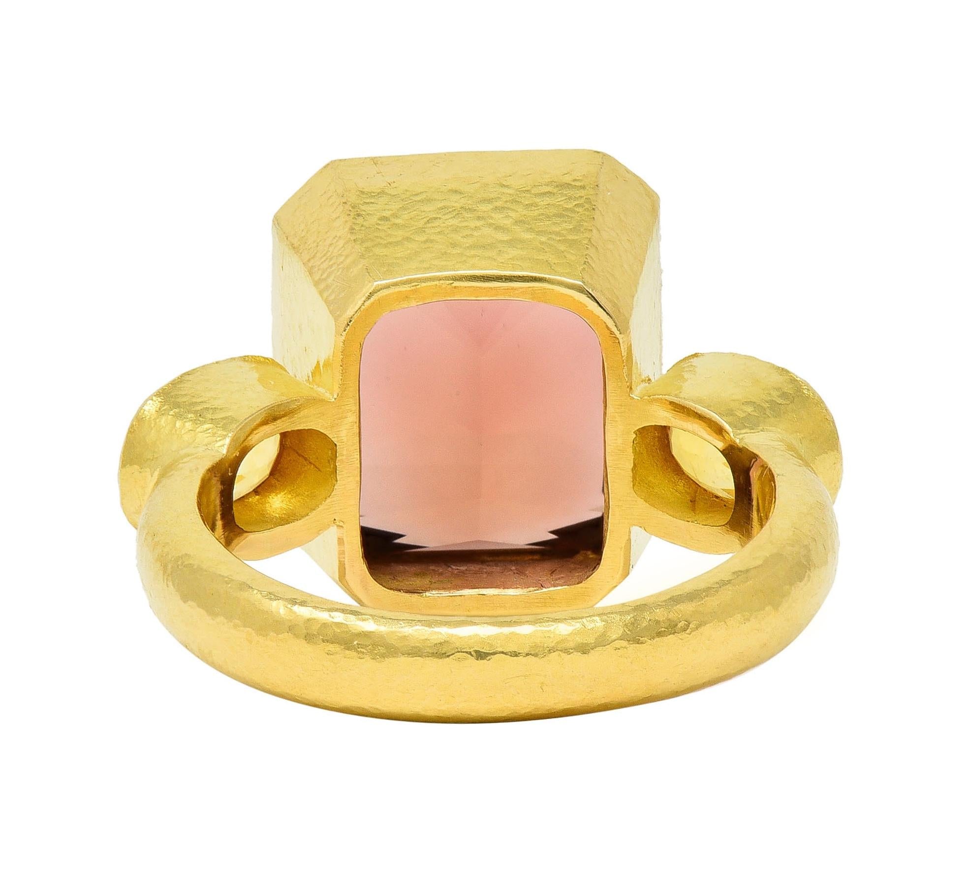 Elizabeth Locke Tourmaline Yellow Sapphire 18 Karat Gold Gemstone Cocktail Ring