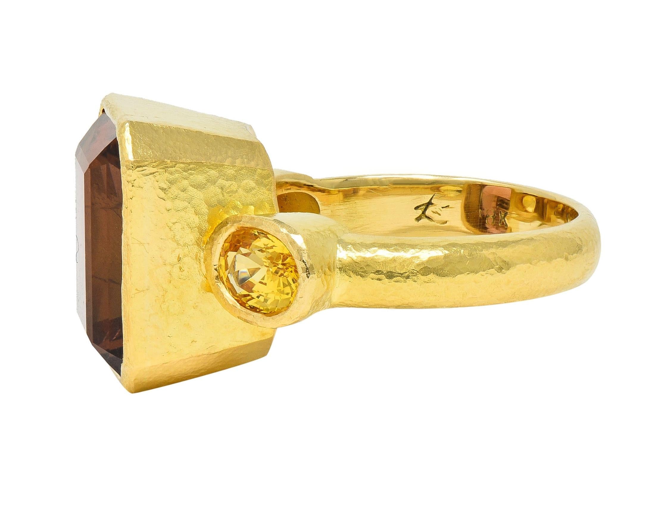 Elizabeth Locke Tourmaline Yellow Sapphire 18 Karat Gold Gemstone Cocktail Ring