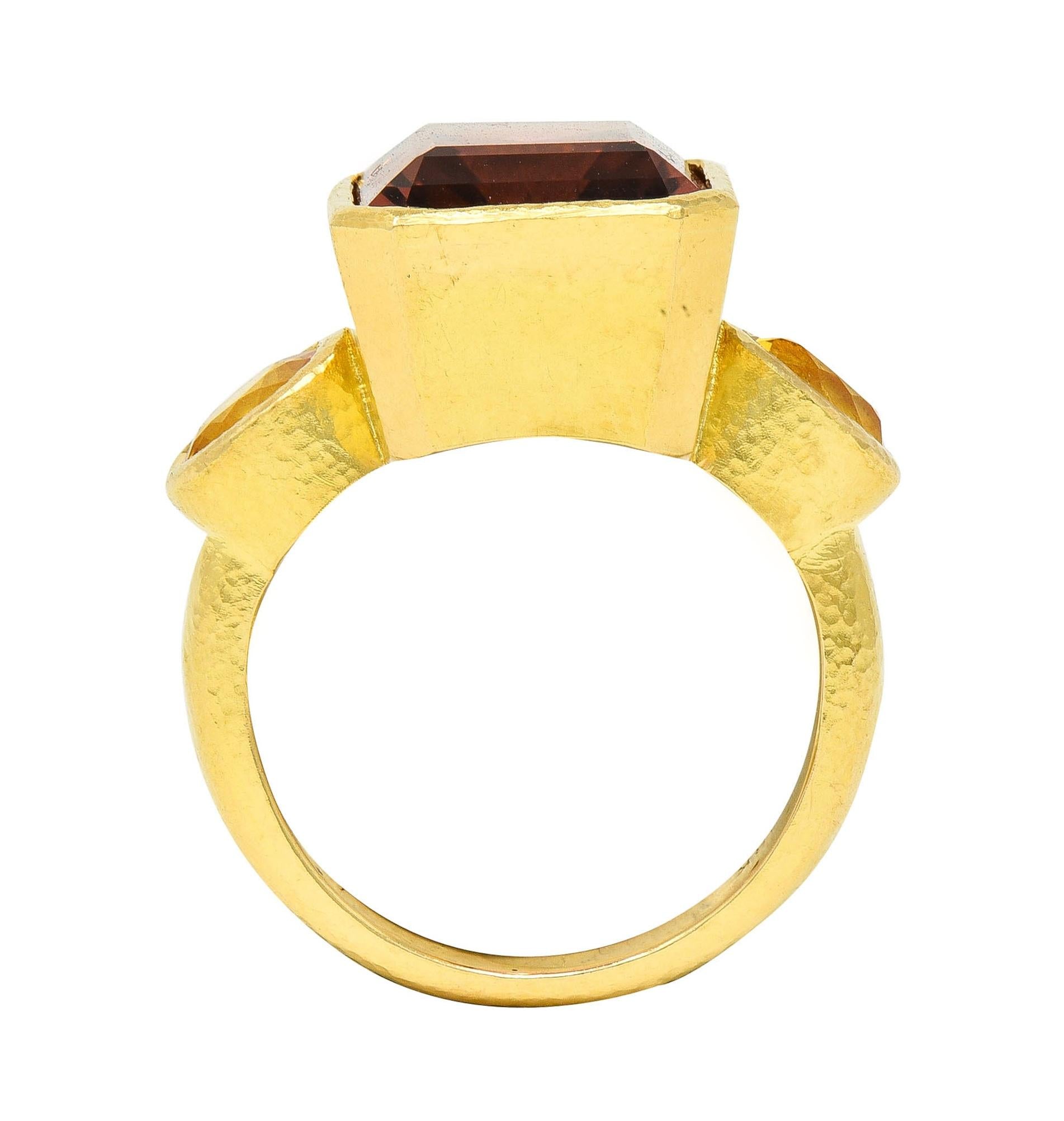 Elizabeth Locke Tourmaline Yellow Sapphire 18 Karat Gold Gemstone Cocktail Ring