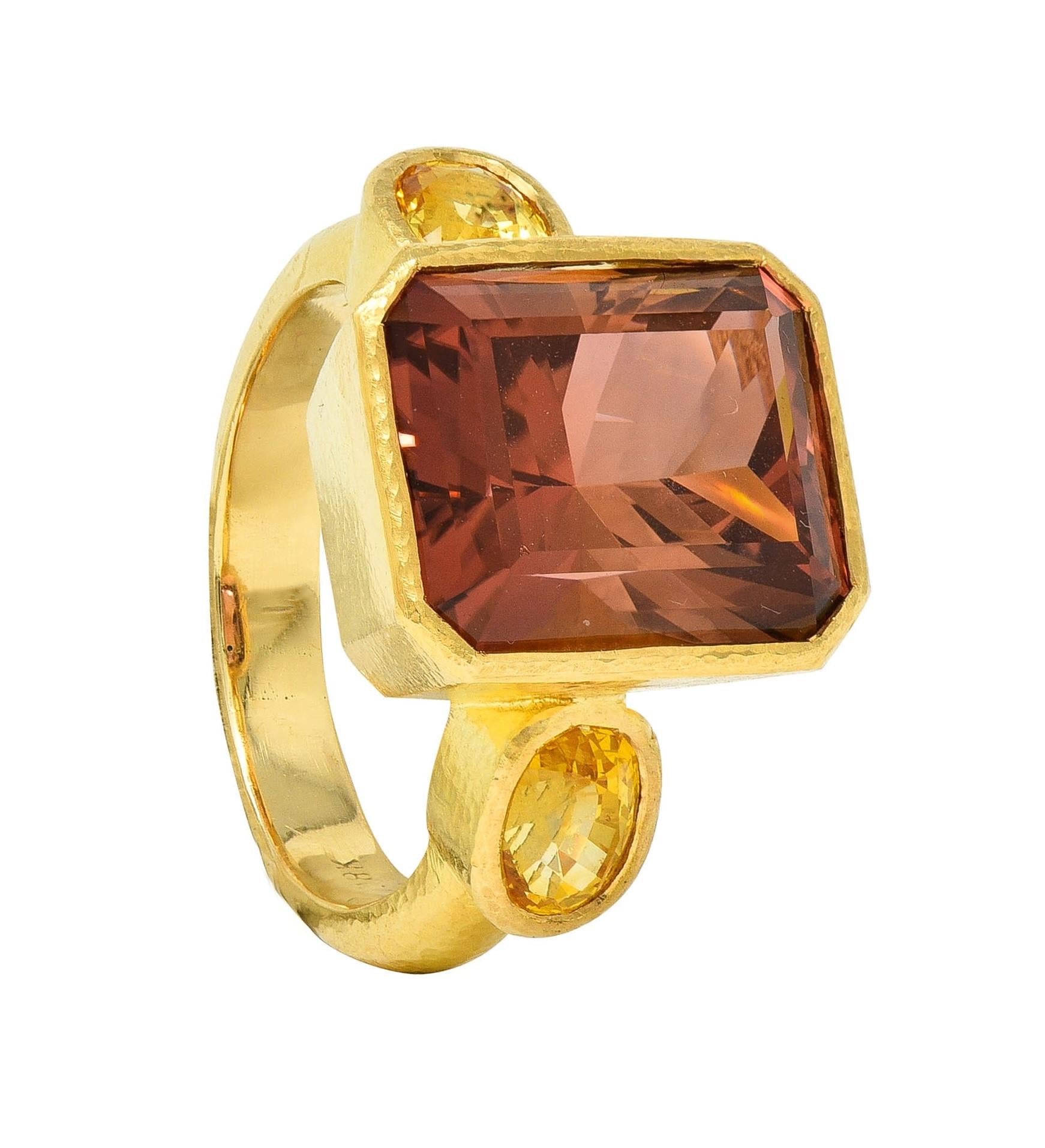 Elizabeth Locke Tourmaline Yellow Sapphire 18 Karat Gold Gemstone Cocktail Ring