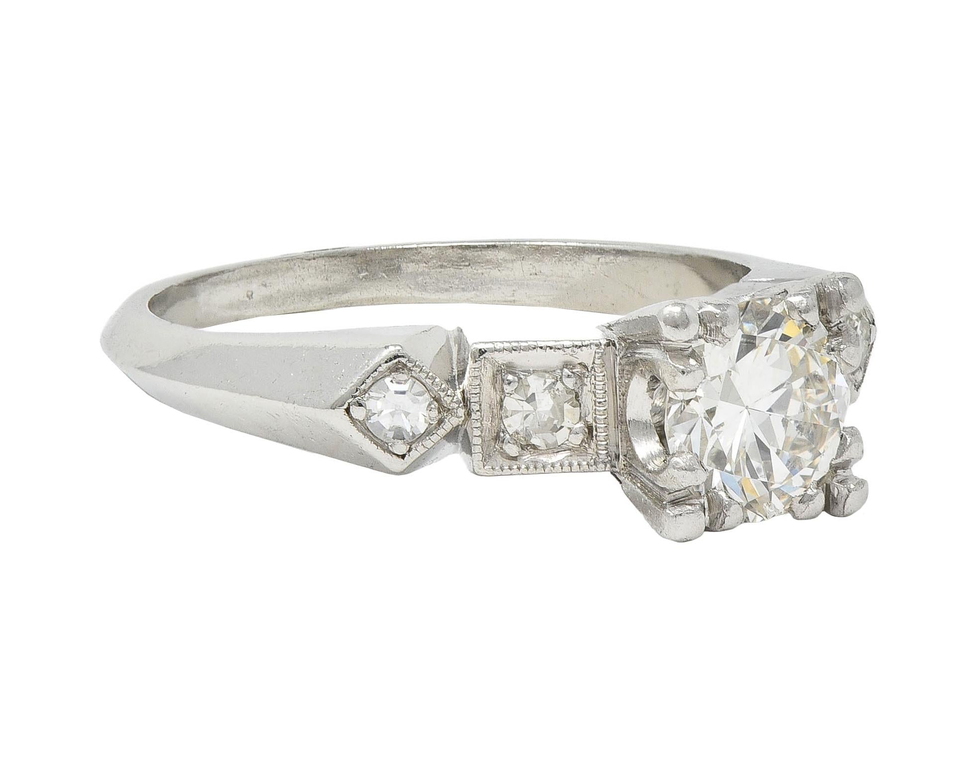 Art Deco 0.75 CTW Diamond Platinum Geometric Vintage Engagement Ring