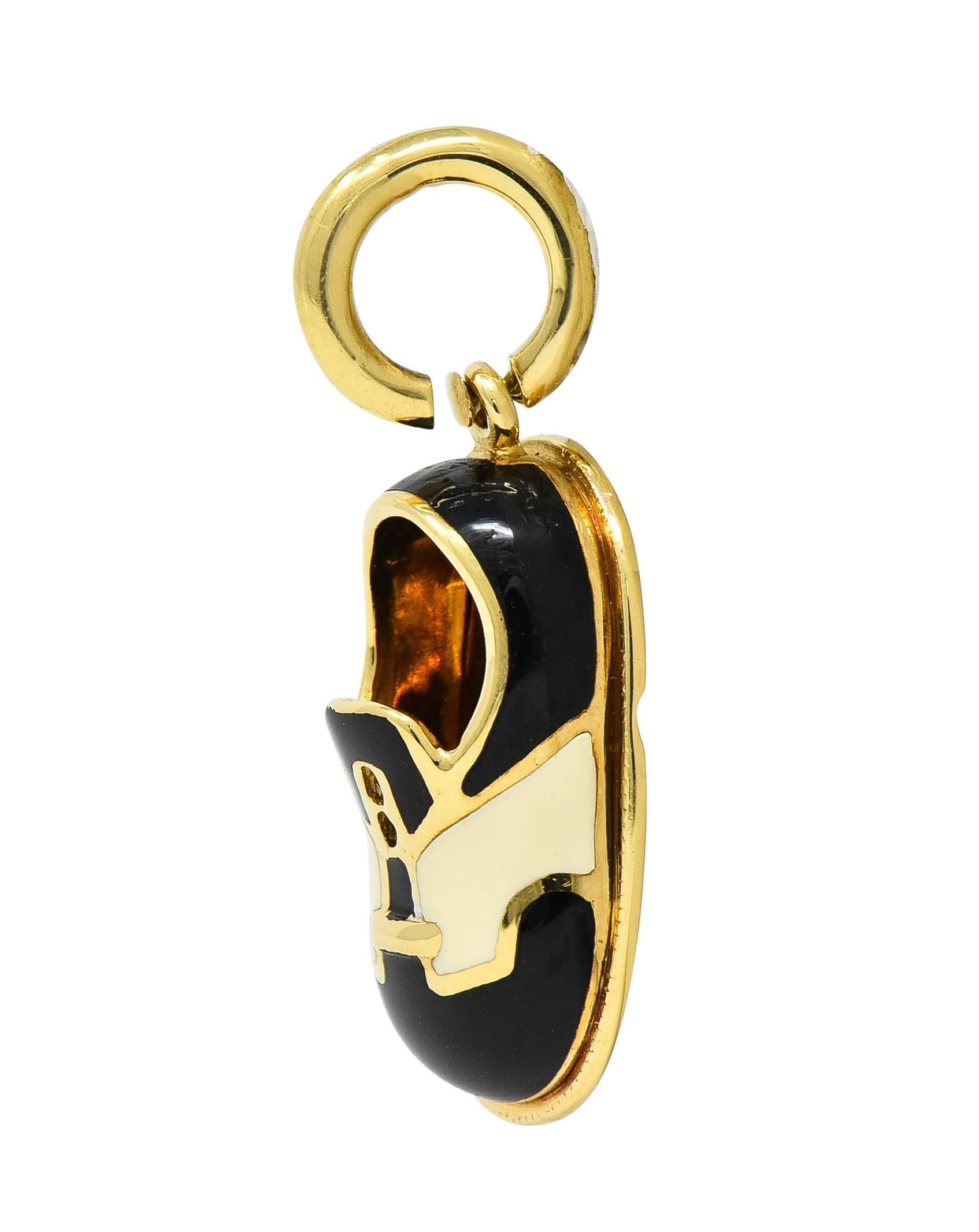 Aaron Basha Contemporary Enamel 18 Karat Yellow Gold Baby Shoe Charm