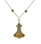 Art Nouveau Plique-A-Jour Enamel 14 Karat Gold Antique Swan Pendant Necklace