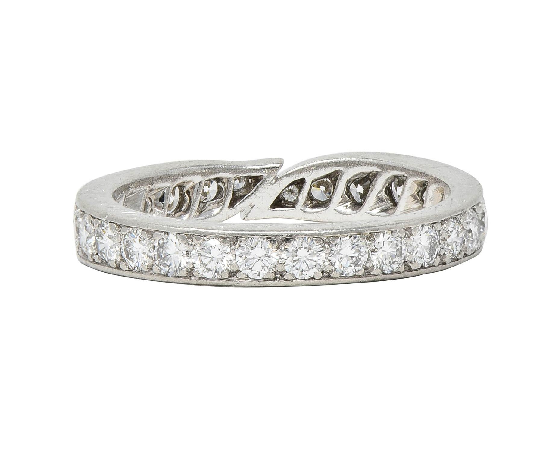 Van Cleef & Arpels French 1.50 CTW Diamond Platinum Bypass Eternity Band Ring