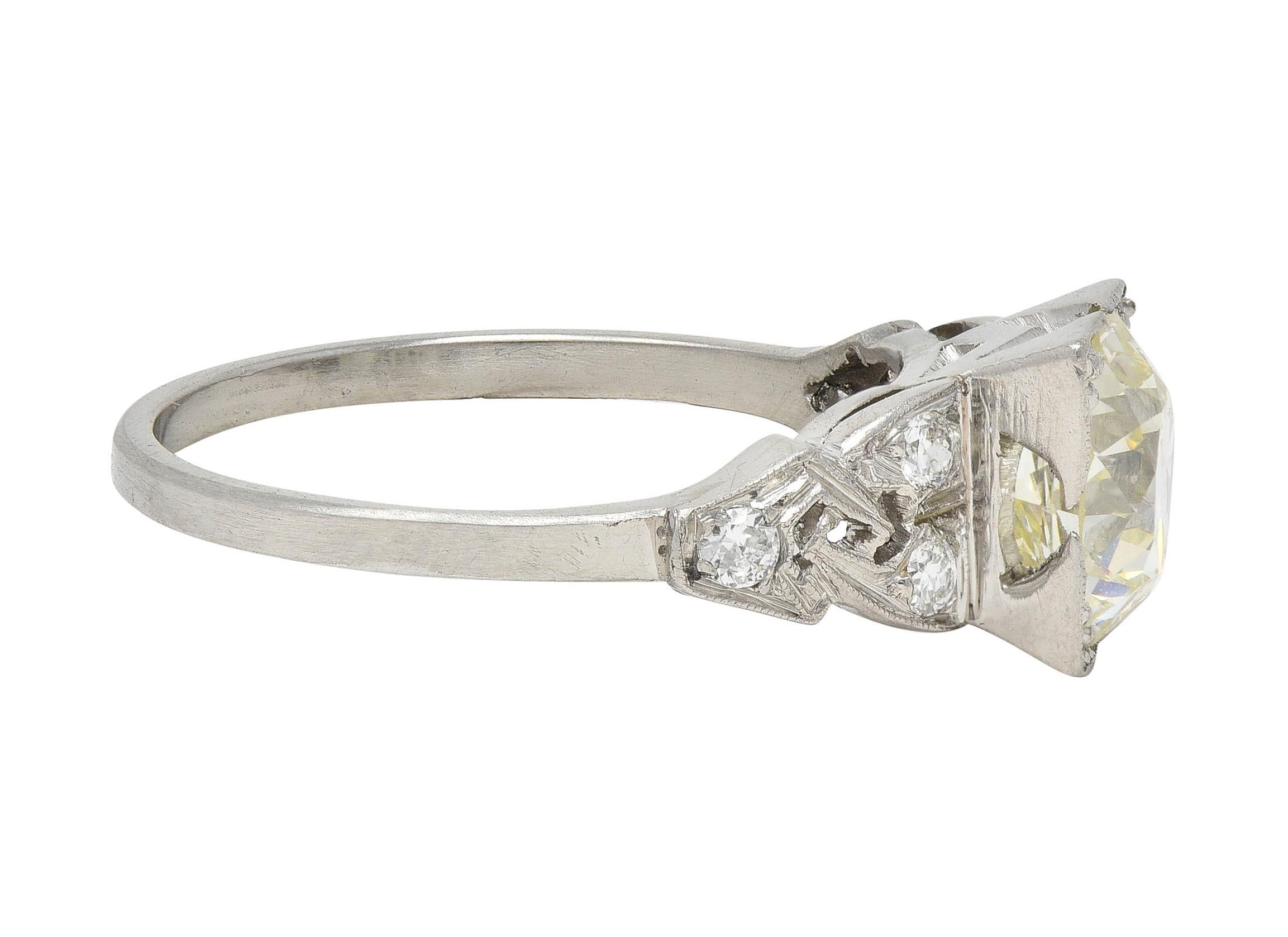 Art Deco 1.96 CTW Old European Cut Diamond Platinum Vintage Link Engagement Ring