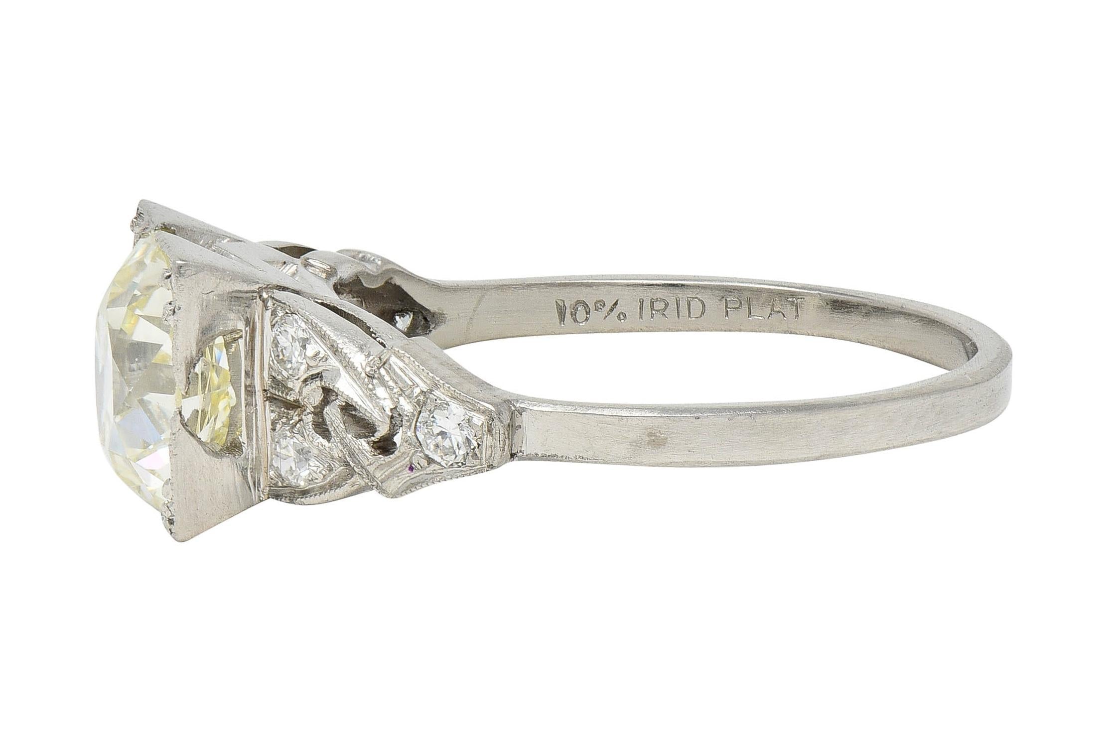 Art Deco 1.96 CTW Old European Cut Diamond Platinum Vintage Link Engagement Ring