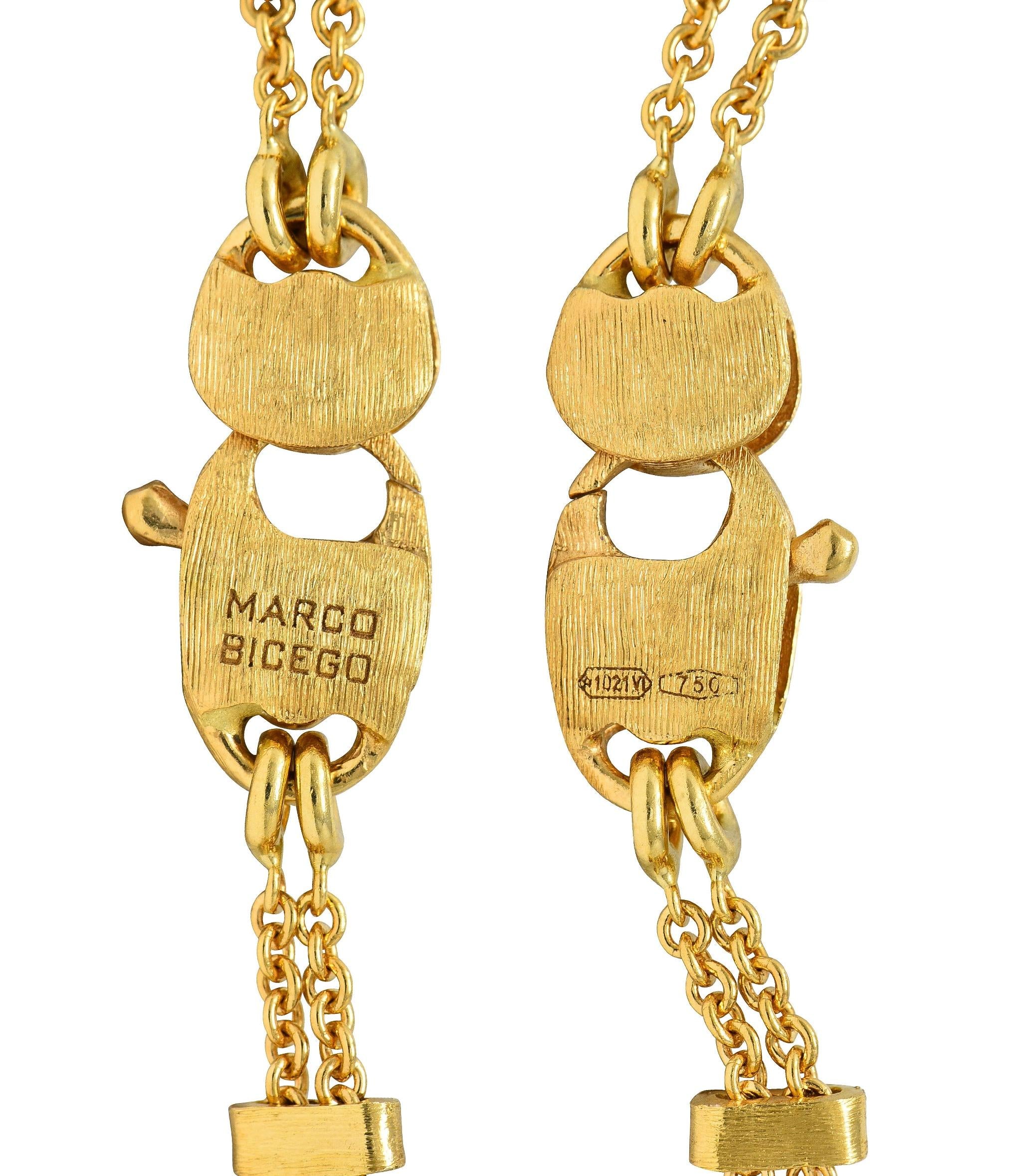 Marco Bicego Multi-Gem Diamond 18 Karat Two-Tone Gold Paradise Lariat Necklace