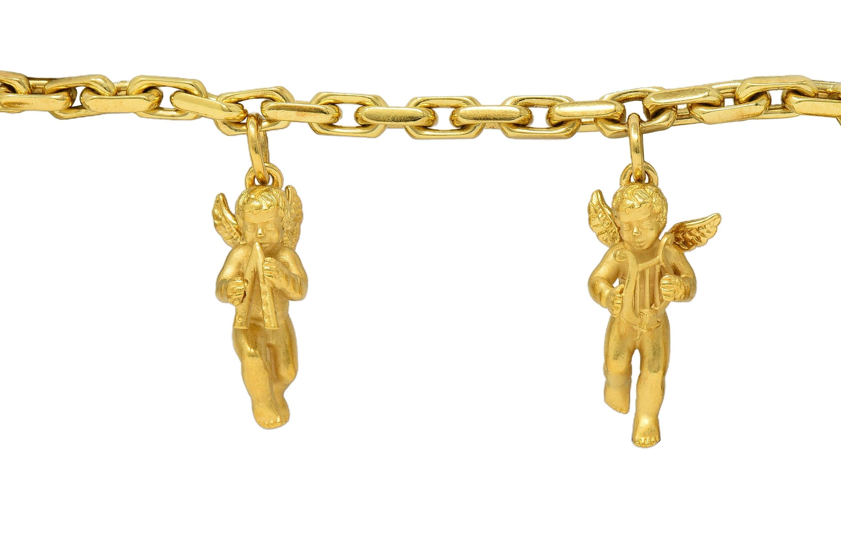 Carrera Y Carrera 1990's 18 Karat Yellow Gold Vintage Cherub Charm Bracelet